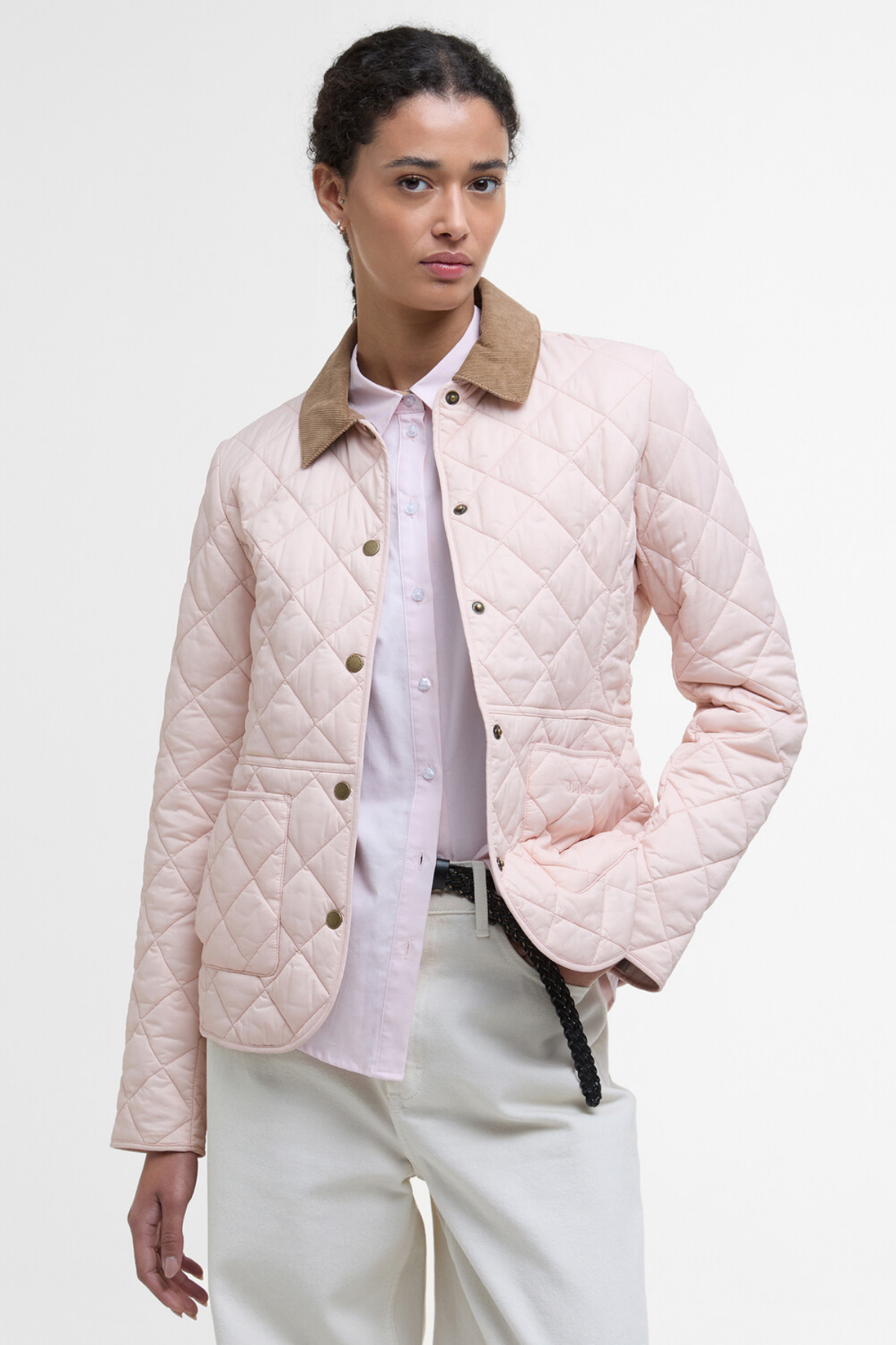 Barbour Deveron Kapitone Ceket PI14 Primrose Pink/Ice White