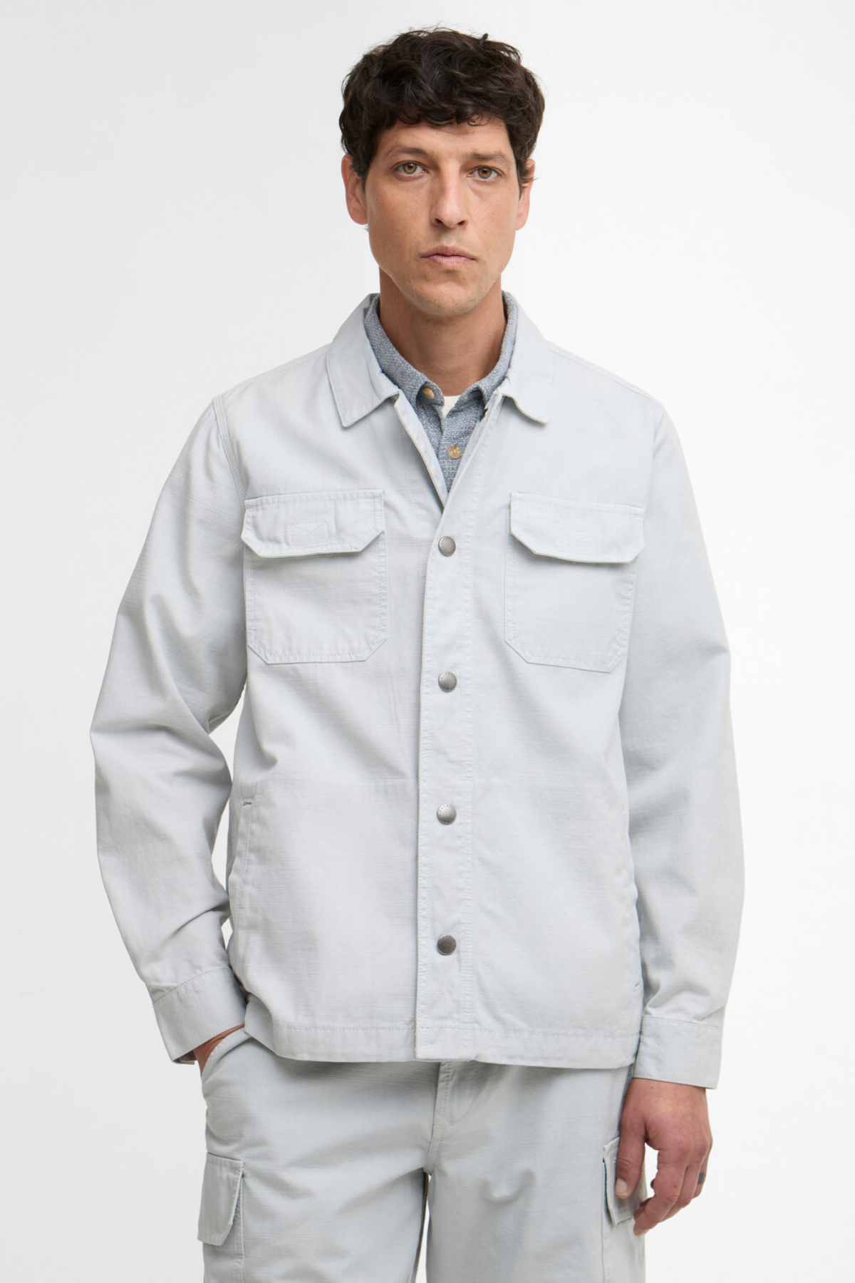 Barbour Draftmen Cotton Slub Dış Gömlek BU21 Blue Haze