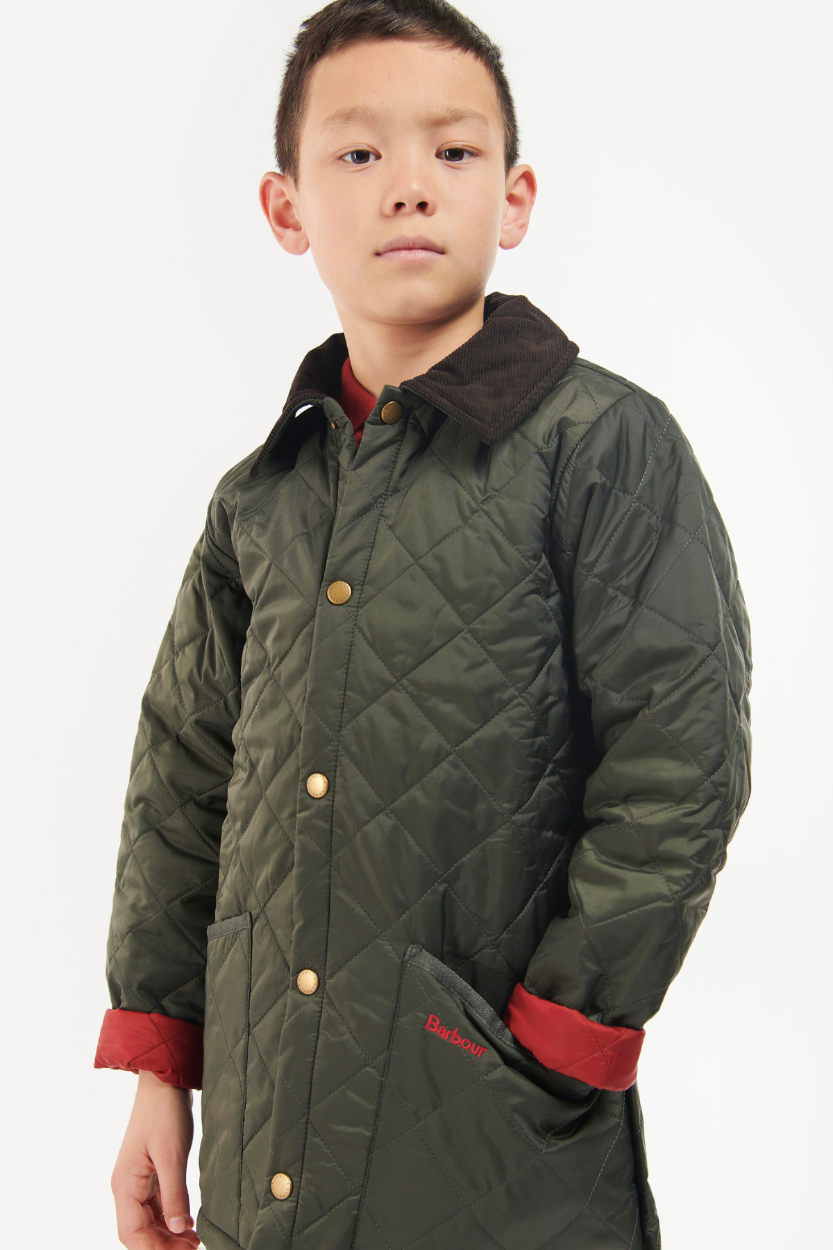 Barbour Erkek Çocuk Liddesdale Kapitone Ceket OL75 Olive-Red