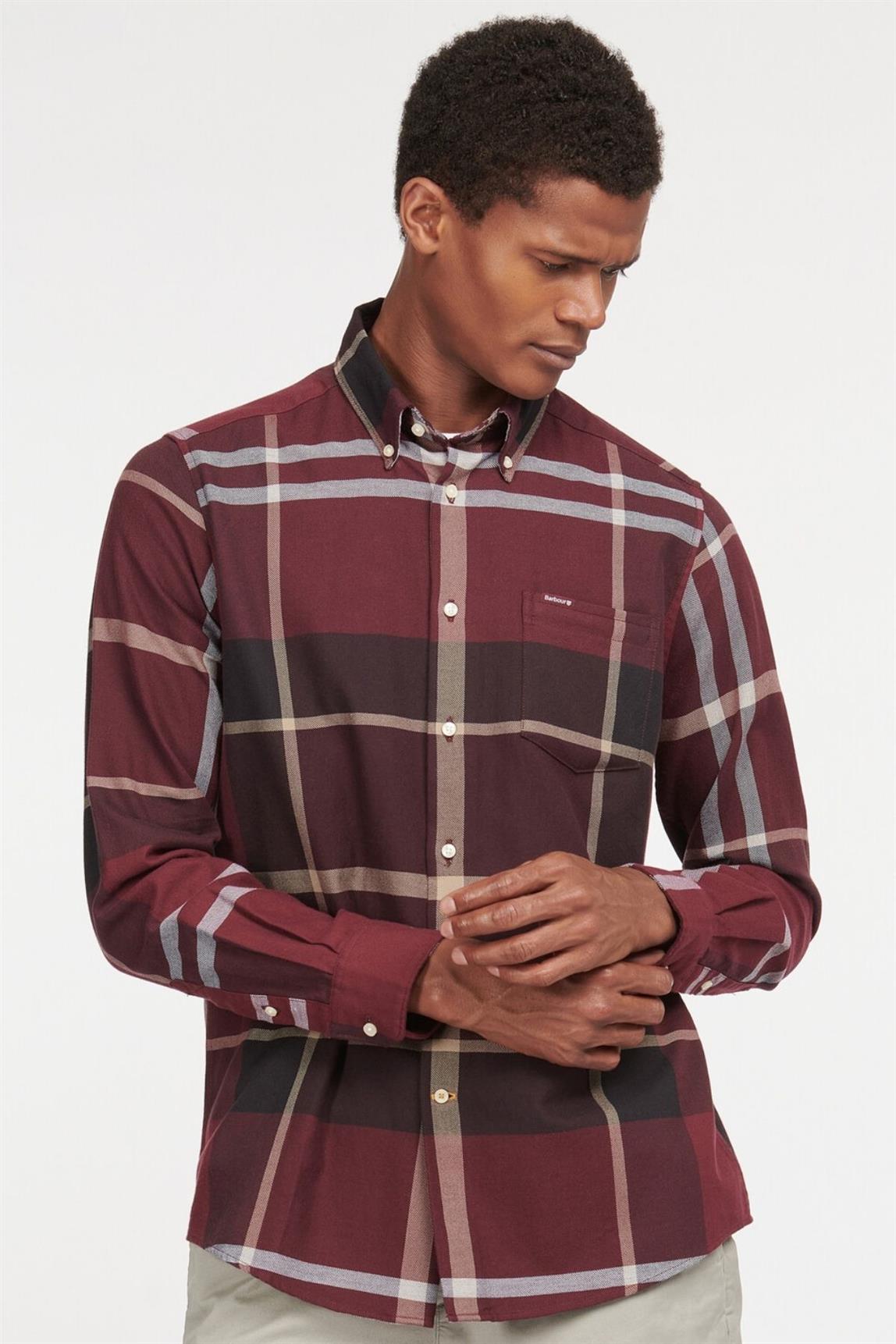 Barbour Erkek Dunoon Tailored Gömlek RE89 Winter Red