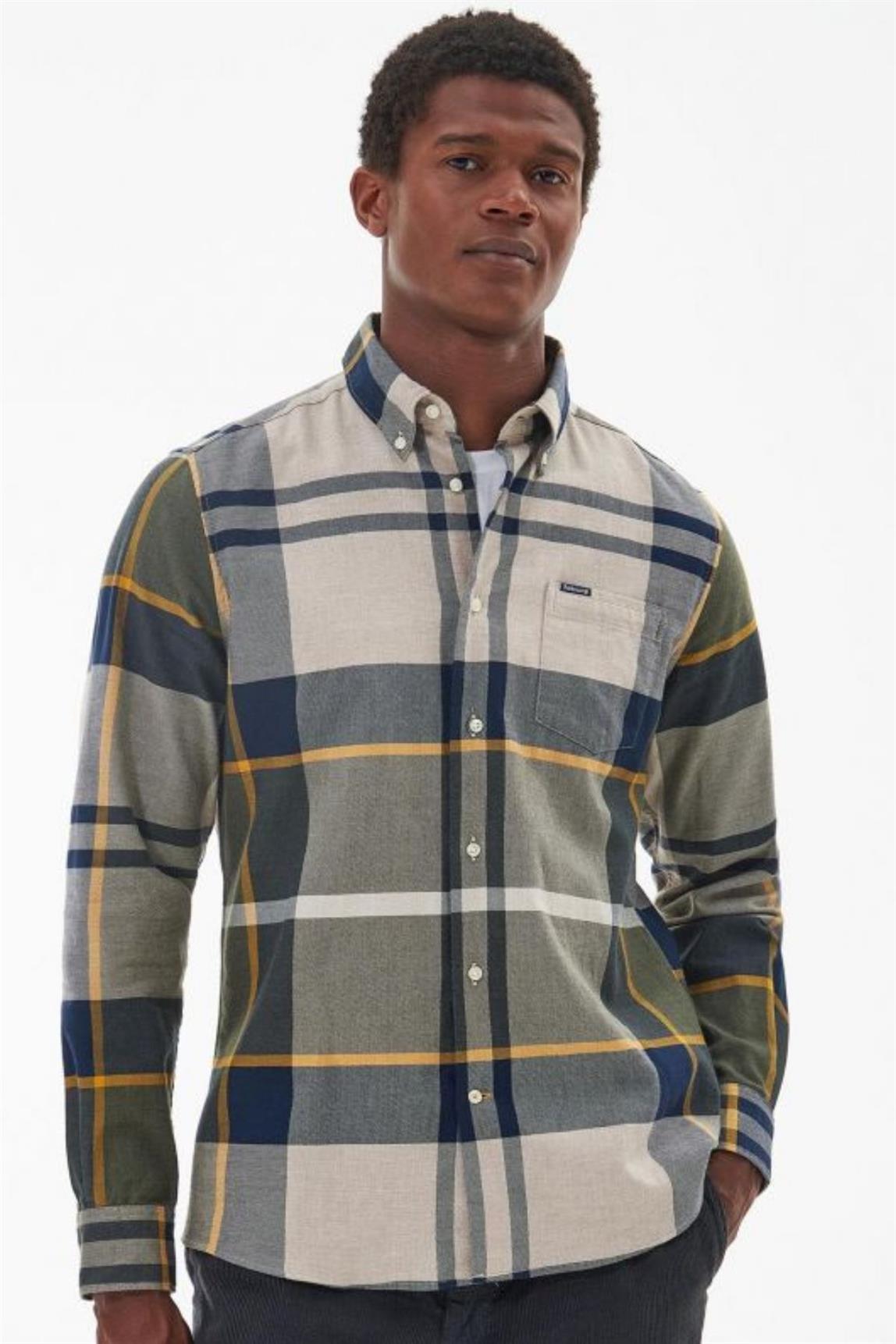 Barbour Erkek Dunoon Tailored Gömlek TN16 Forest Mist Tartan