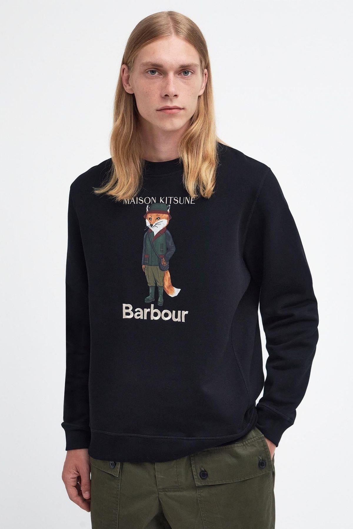 Barbour Erkek X MK Beaufort Fox Crew Sweatshirt BK31 Black