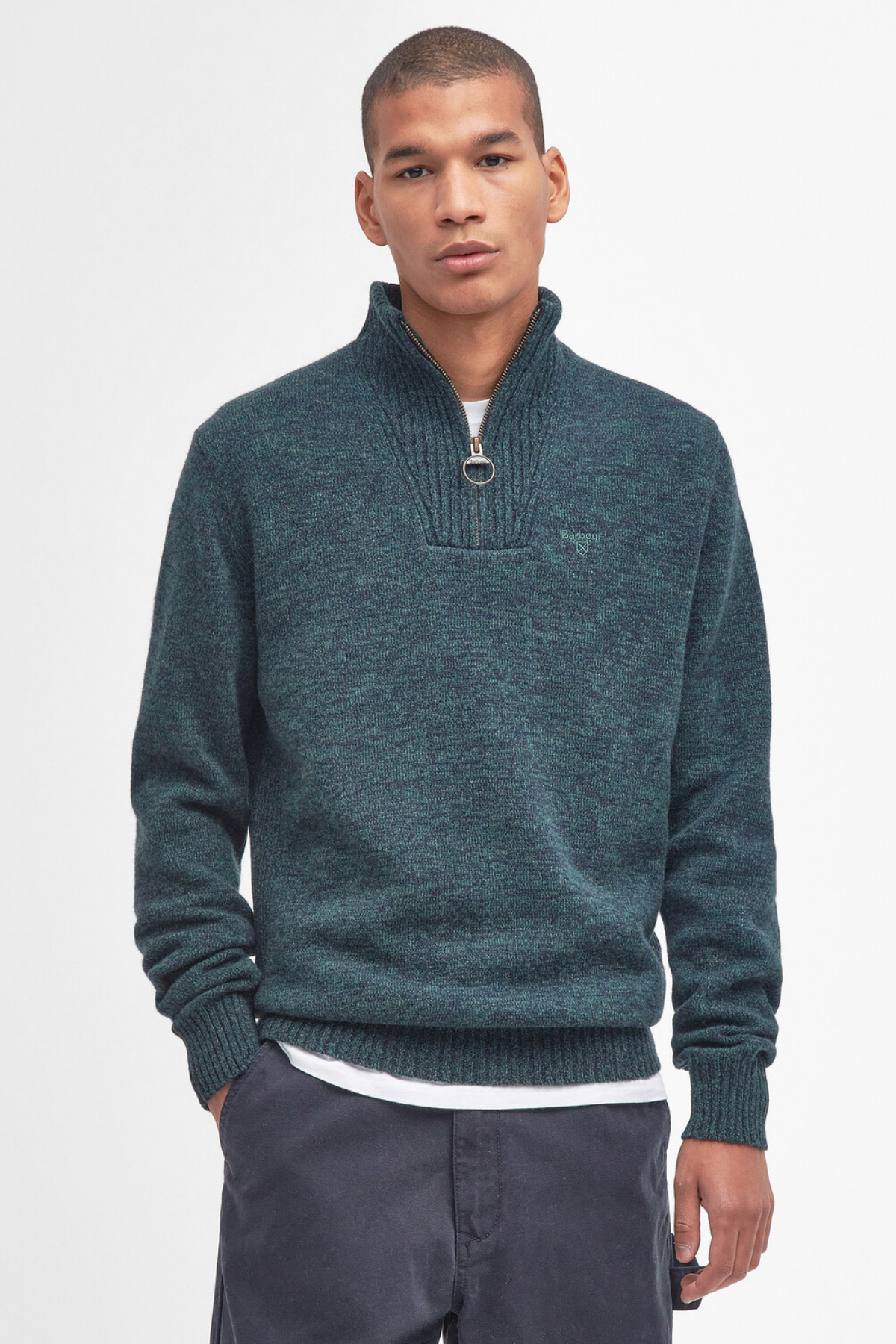 Barbour Essential Lambswool Half Zip Kazak GN95 Seaweed