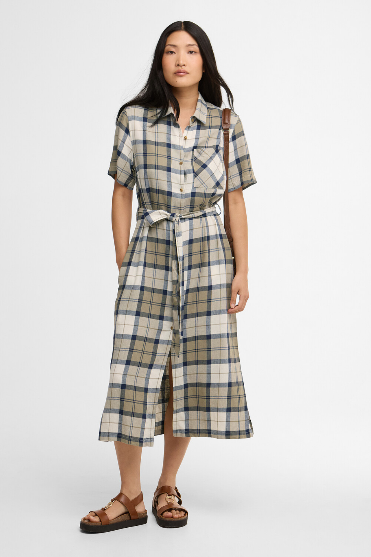 Barbour Fern Midi Elbise NY51 Dress Navy Tartan