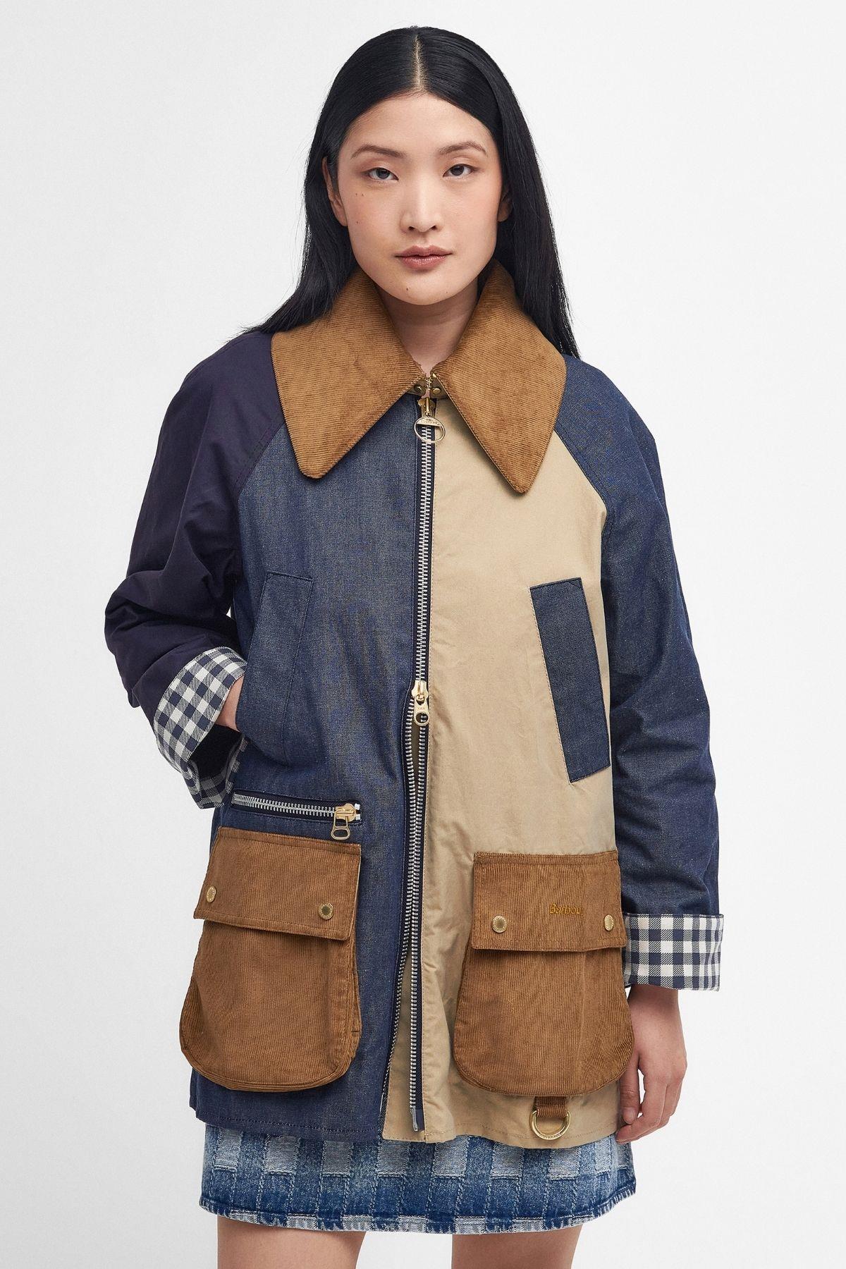 Barbour Gunnerside Patch Showerproof Ceket BE31 Beige/Indigo/Dark Indigo