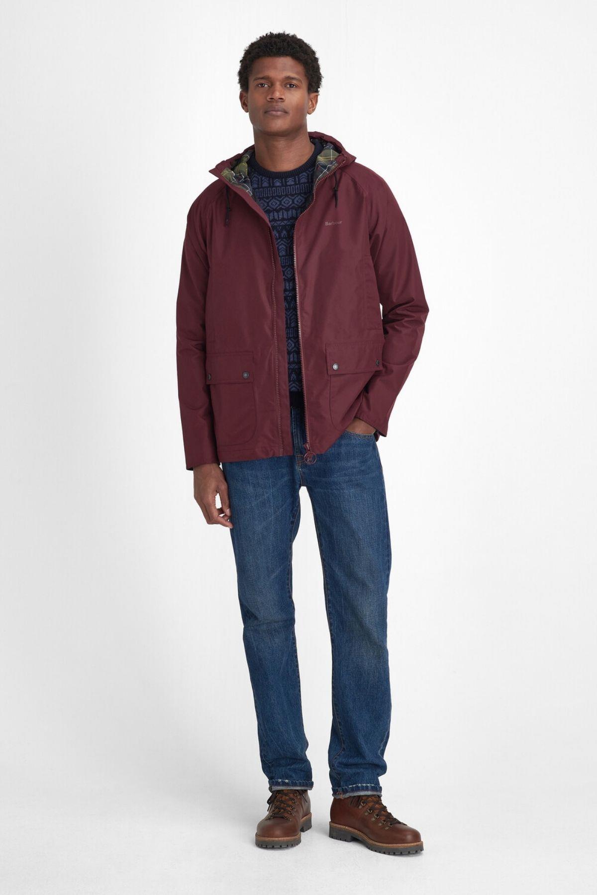 Barbour Hooded Domus Ceket RE91 Bordeaux