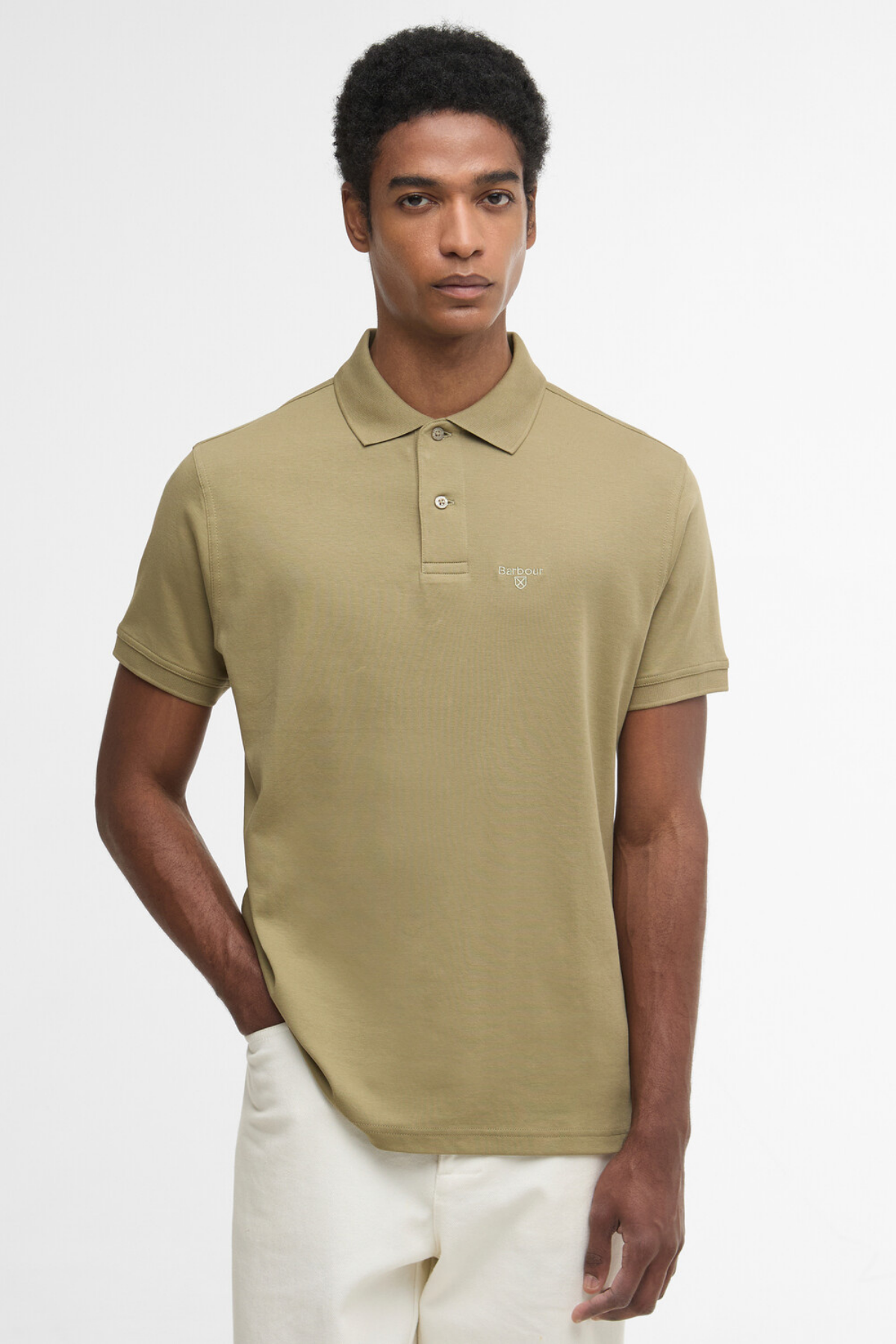 Barbour Hylton Interlock Tailored Fit Polo Yaka OL31 Bleached Olive