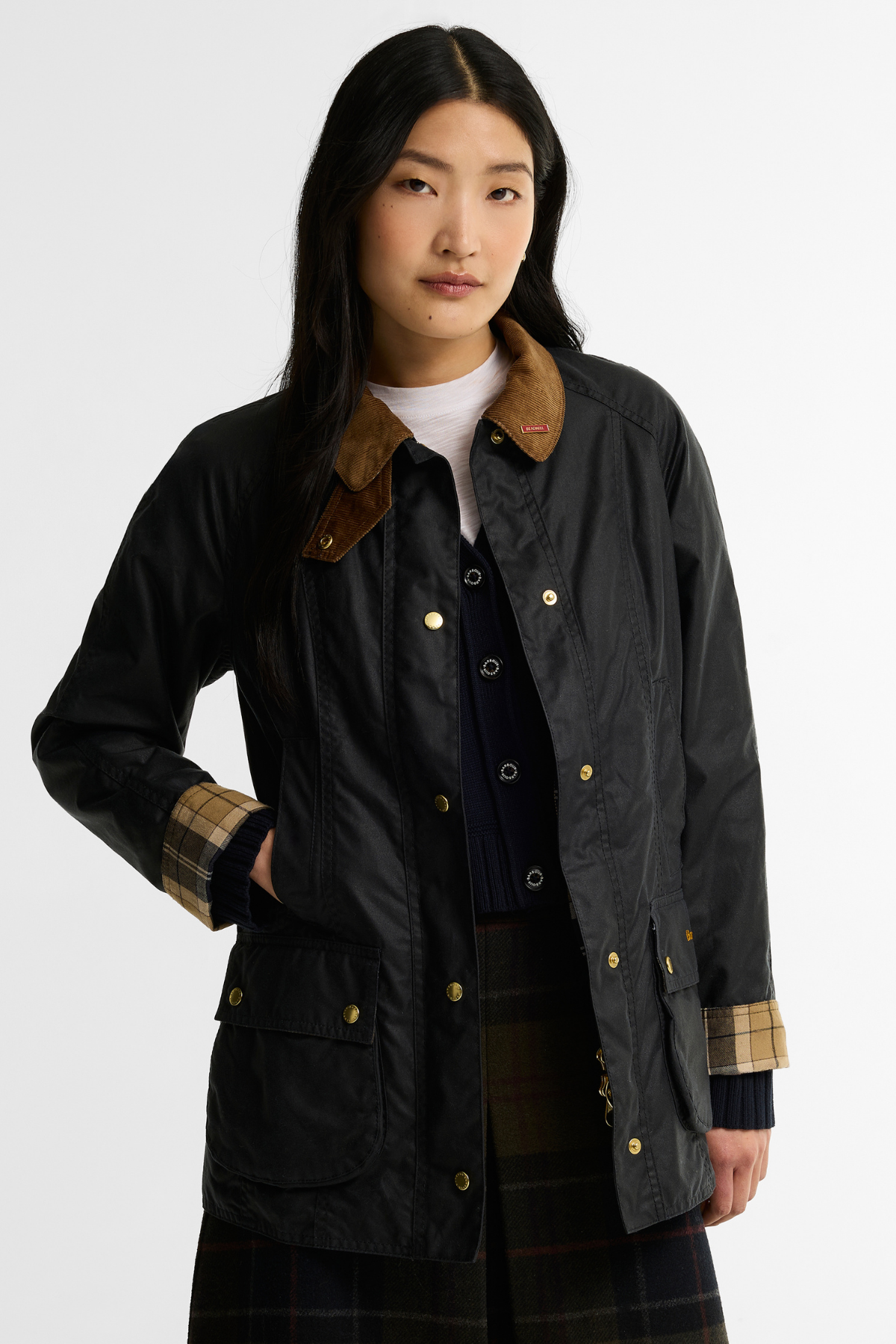 Barbour Icons Beadnell Yağlı Ceket NY92 Navy Birchwood