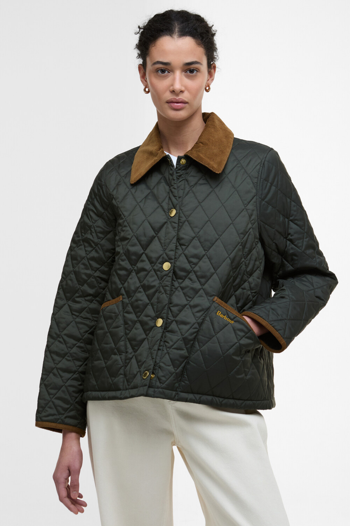 Barbour Icons Cropped Liddesdale Kapitone Ceket OL71 Sage