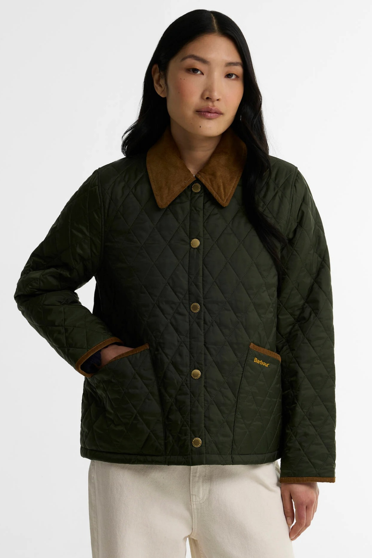 Barbour Icons Cropped Liddesdale Kapitone Ceket OL74 Olive Classic