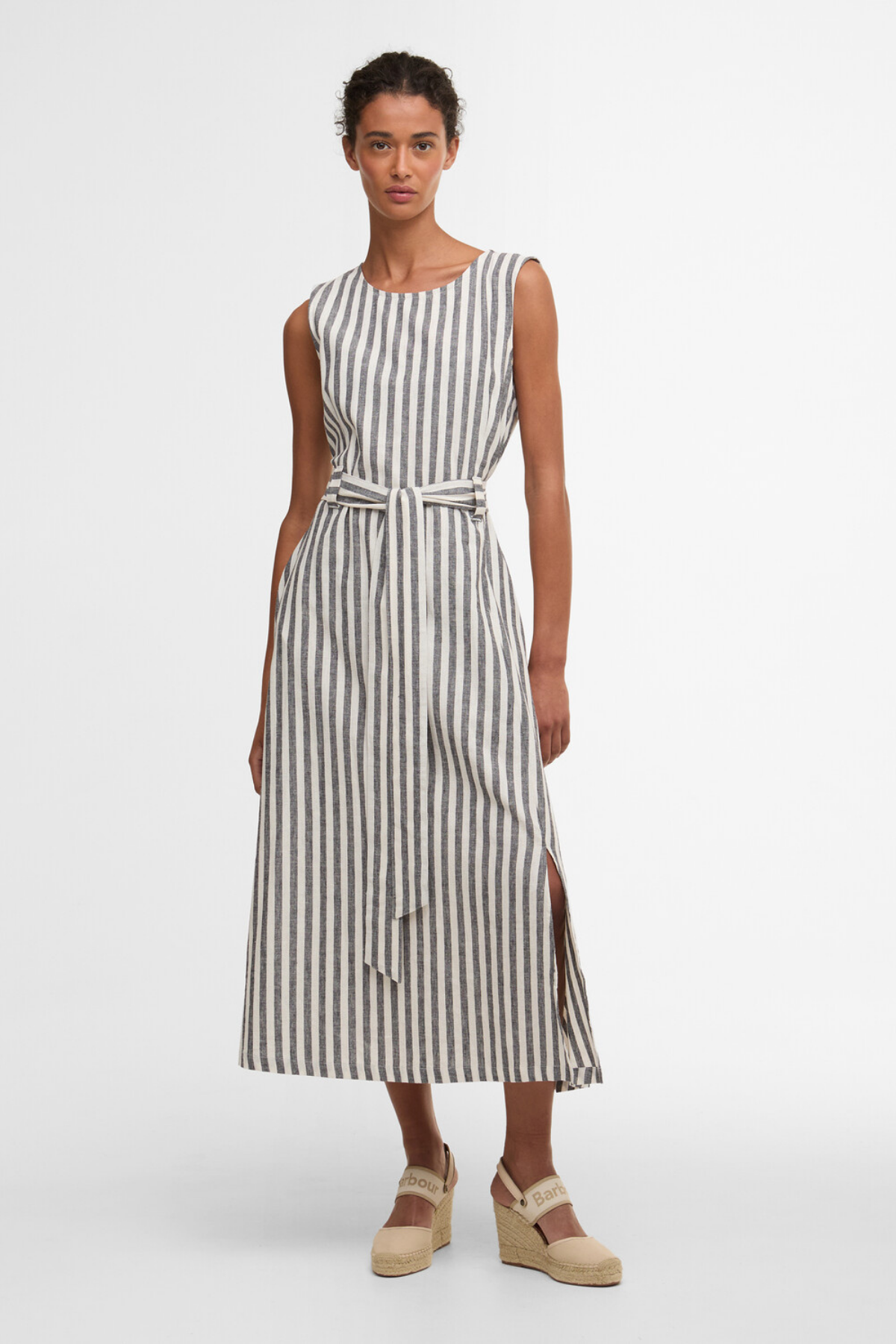 Barbour Inez Midi Elbise NY99 Dark Navy Stripe