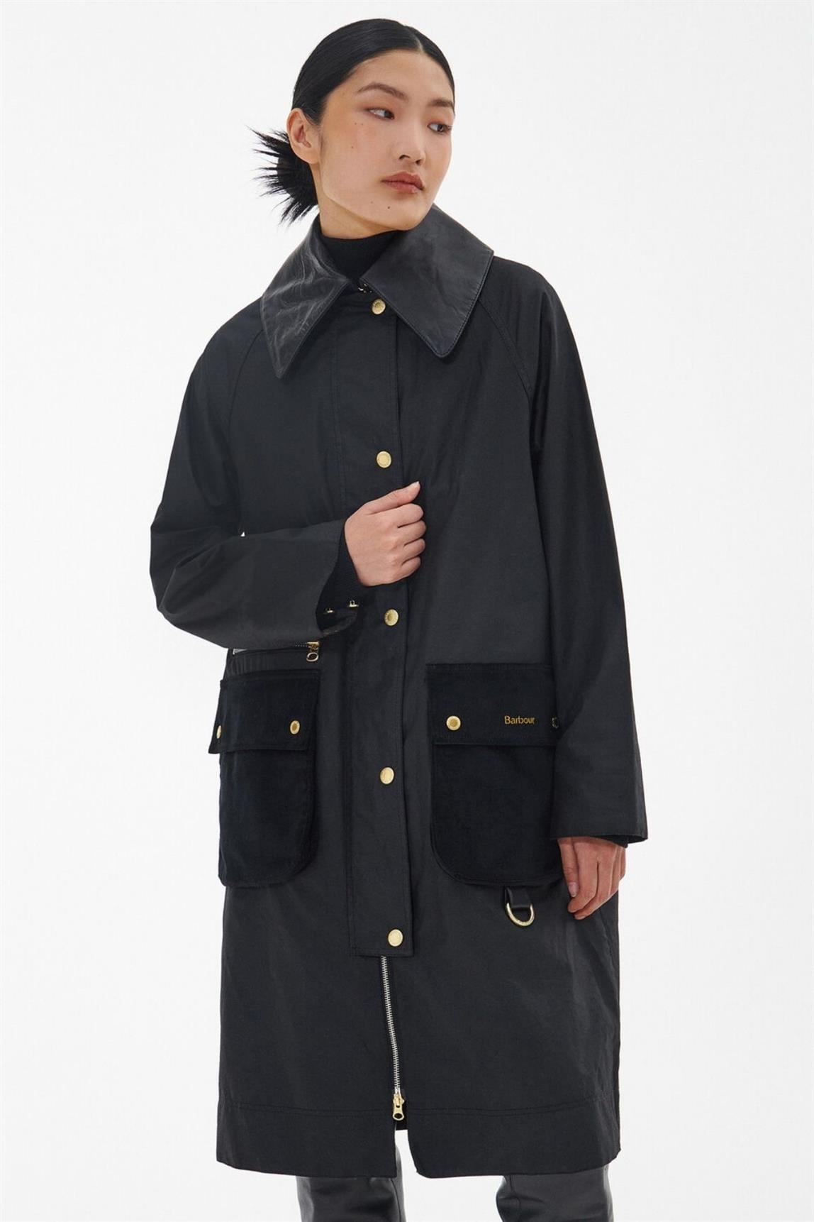 Barbour Kadın Premium Townfield Yağlı Ceket BK11 Black/Classic