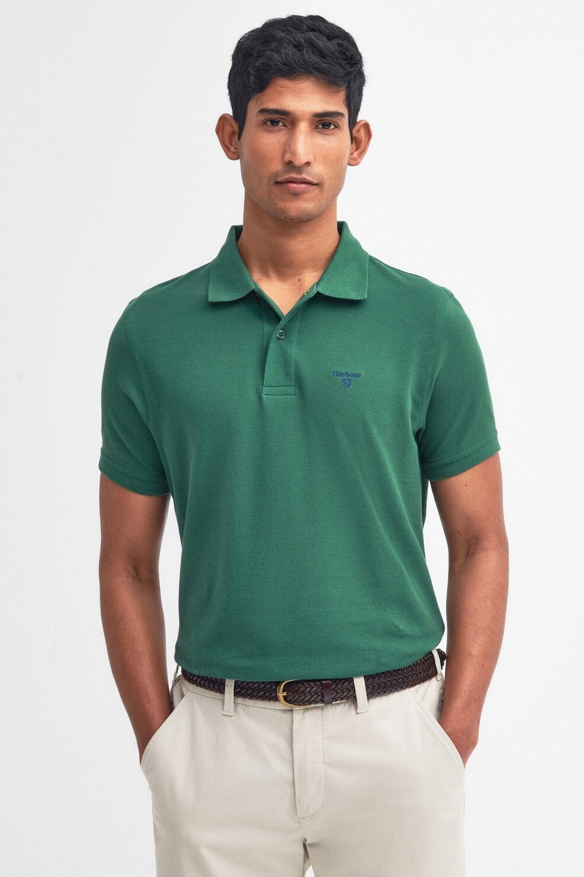 Barbour Lightweight Sports Polo Yaka OL72 Racıng Green