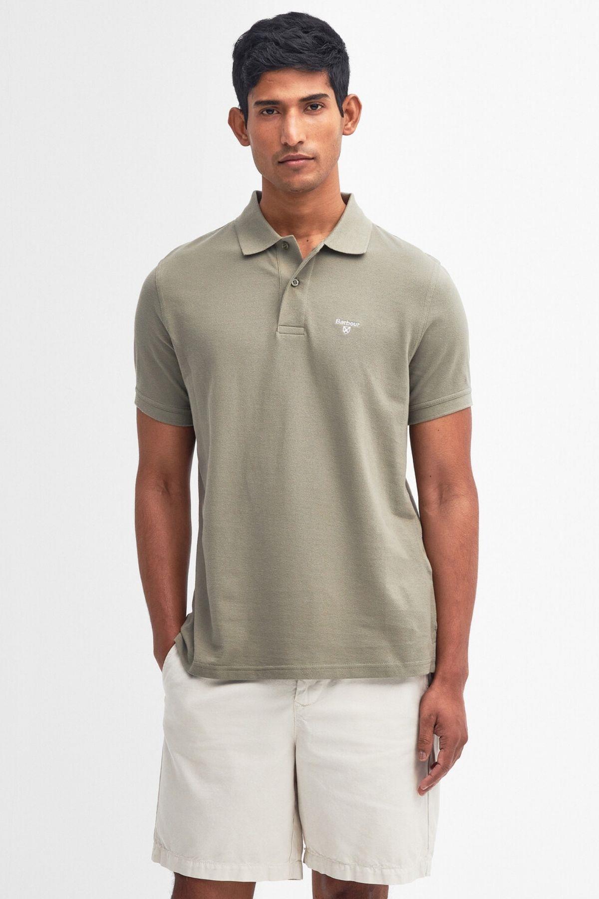 Barbour Lightweight Sports Polo Yaka OL38 Dusty Green