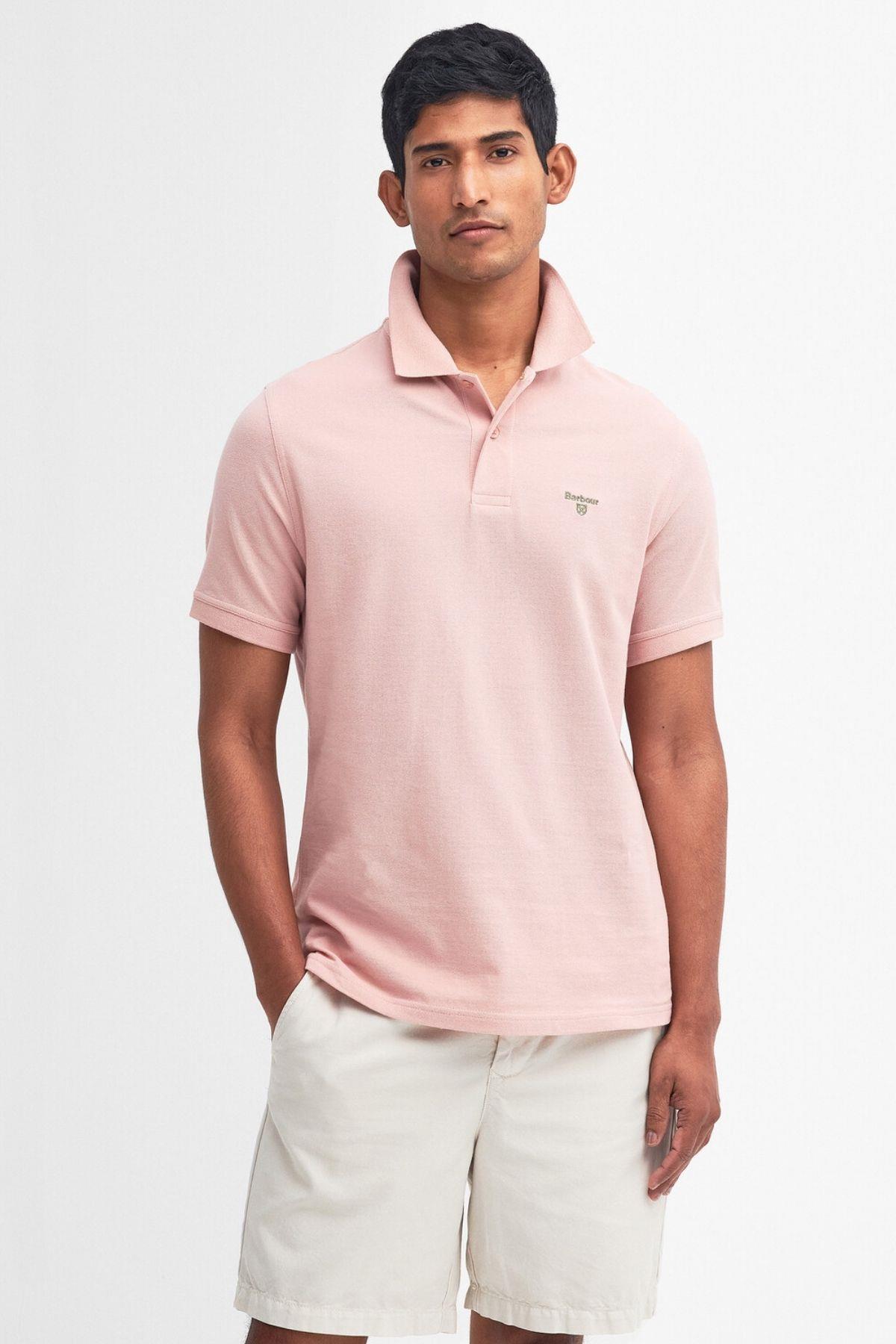 Barbour Lightweight Sports Polo Yaka PI54 Pink Mist