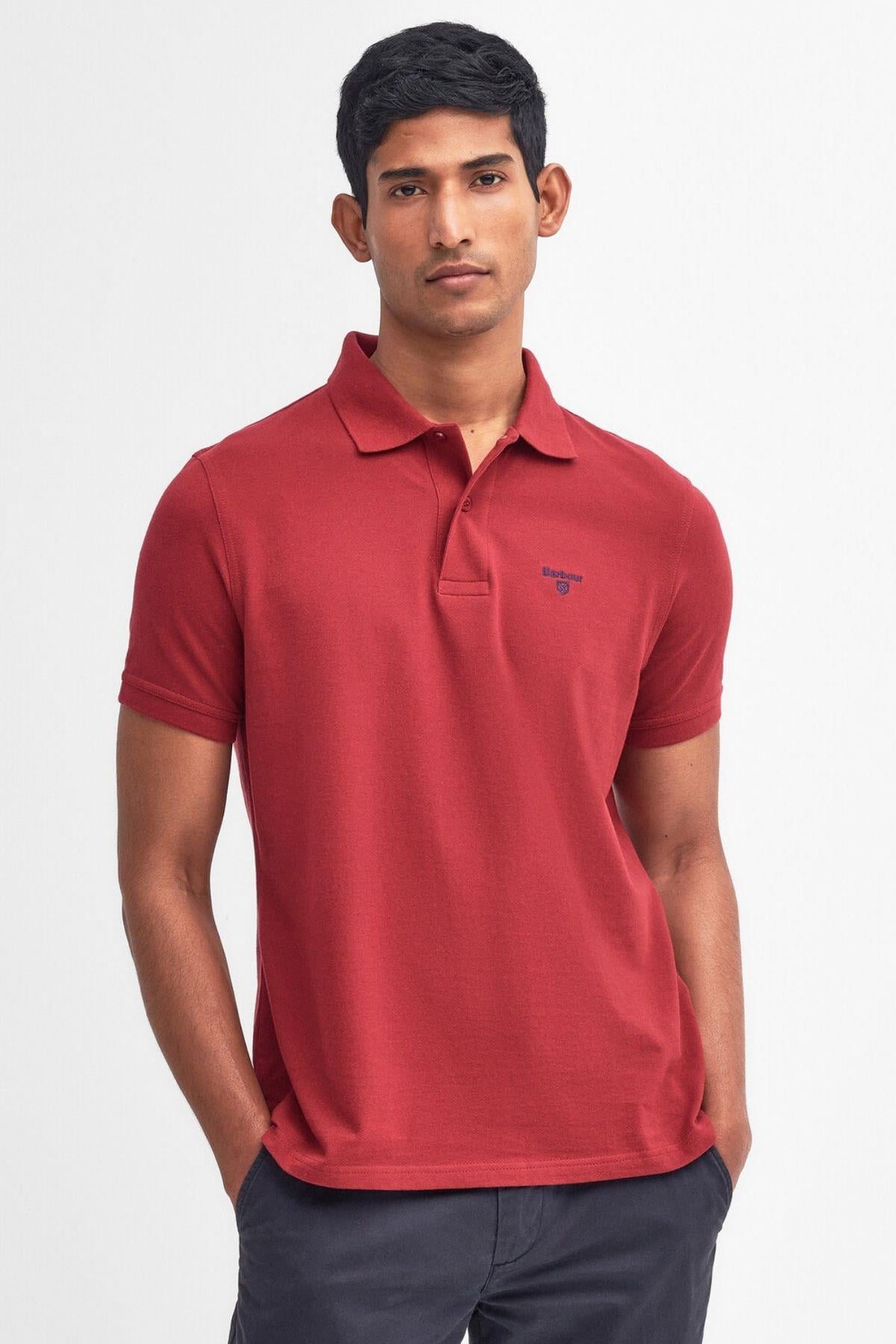 Barbour Lightweight Sports Polo Yaka RE95 Biking Red