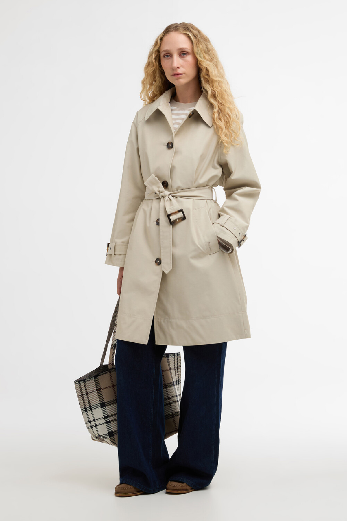 Barbour Maia Showerproof Ceket ST51 Mist / Dress Navy Tartan