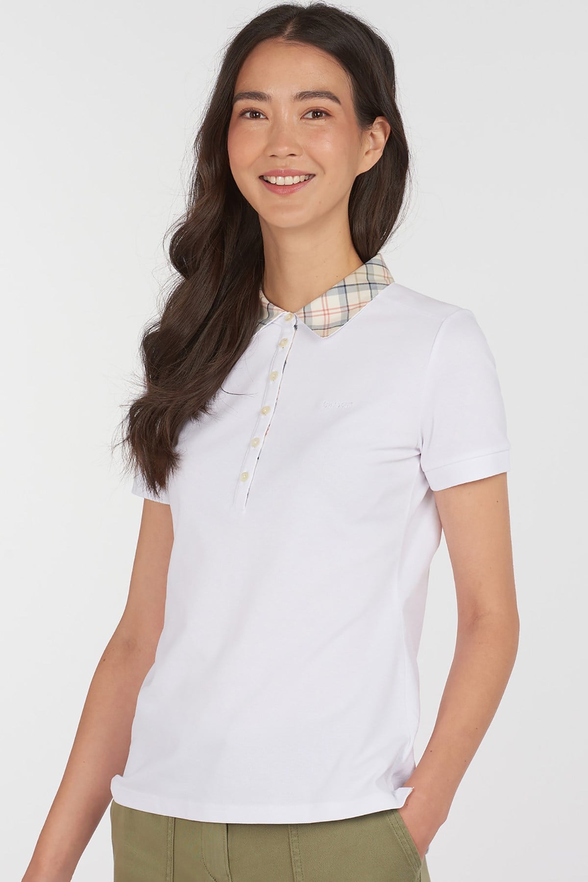 Barbour Malvern Top Polo Shirt WH13 White Tartan