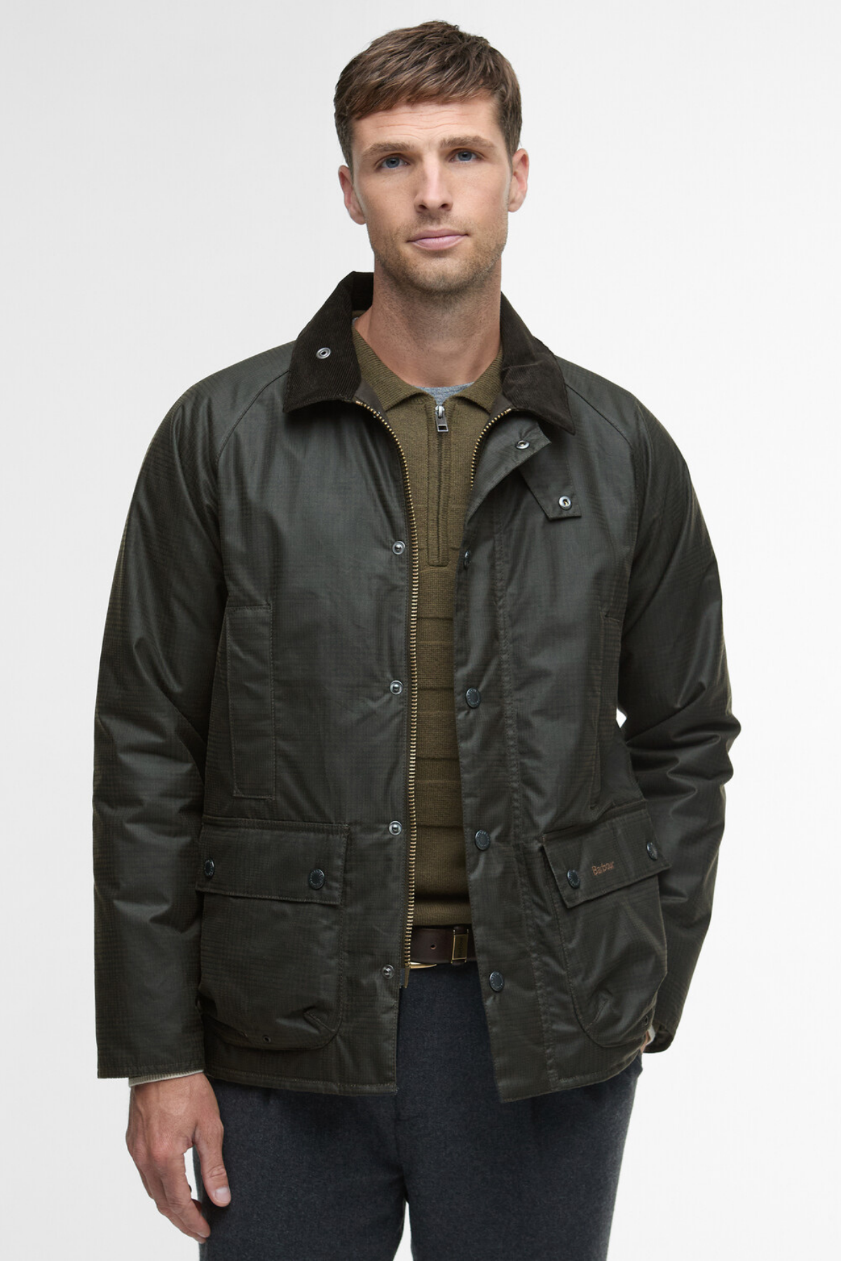 Barbour Modern Beaufort Check Yağlı Ceket OL31 Olive Check