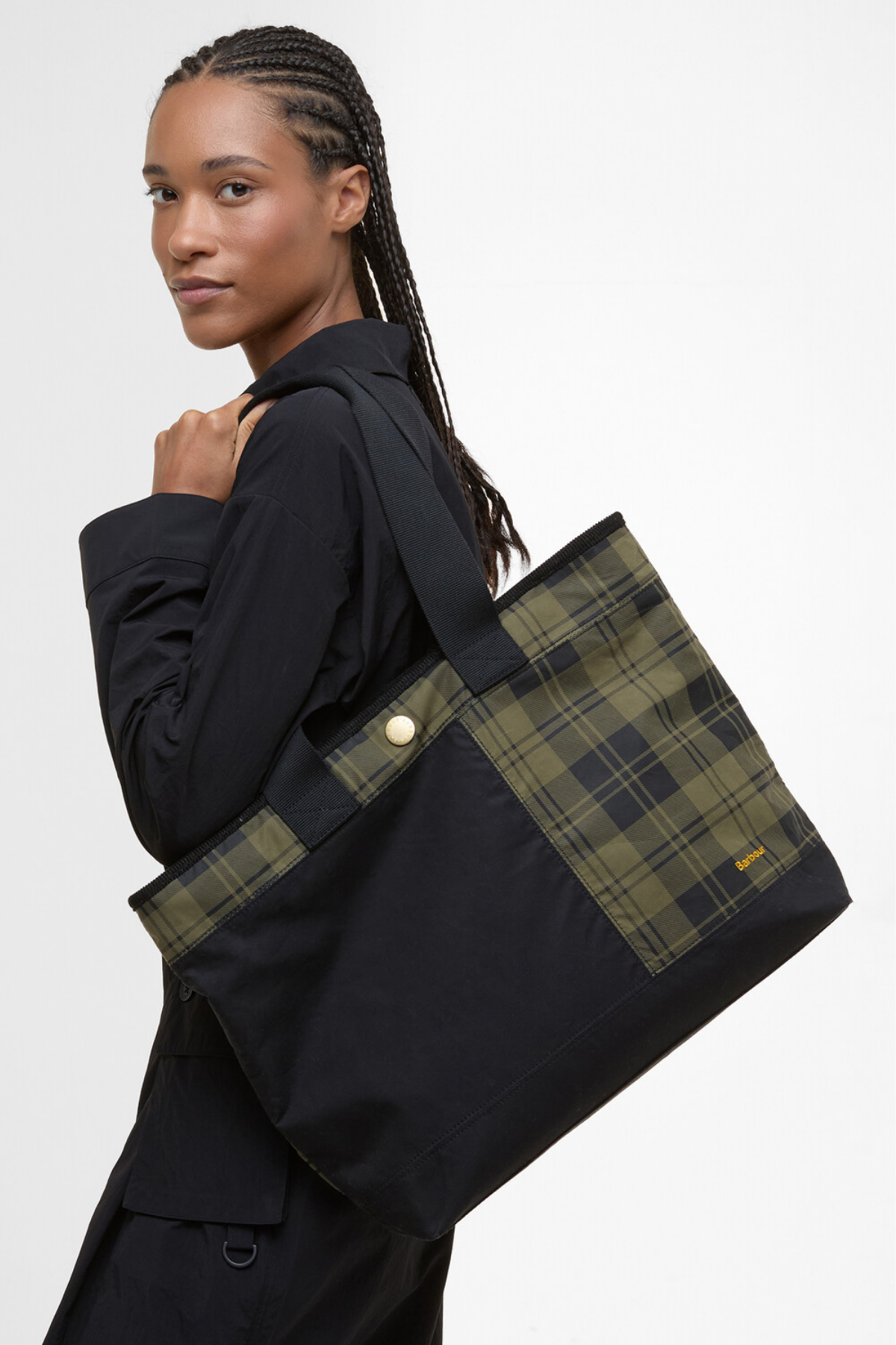 Barbour Mya Patchwork Kol Çantası BK11 Black/Olive Check