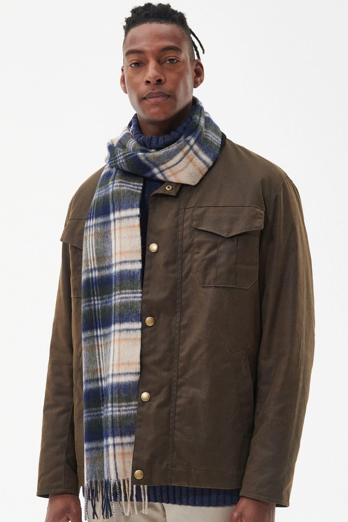Barbour New Check Tartan Atkı BE51 Sand Beige Plaid