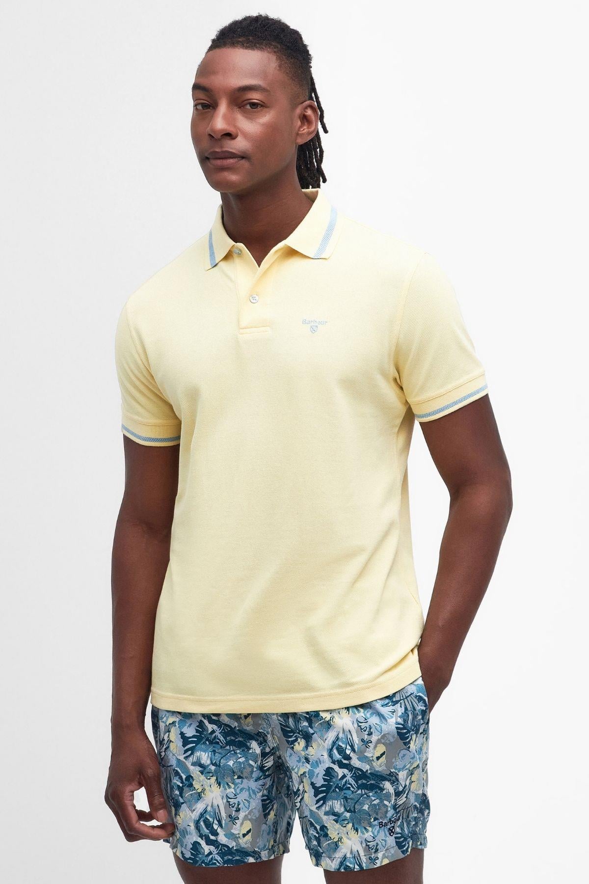 Barbour Newbridge Short Sleeve Cotton Polo Yaka YE36 Heritage Lemon