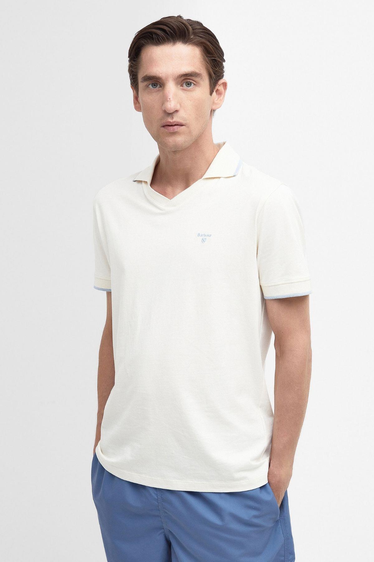 Barbour Northwood Short Sleeve Cotton Polo Yaka BE11 Ecru
