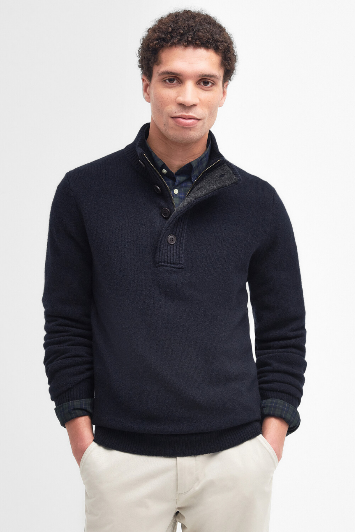 Barbour Patch Half Zip Kazak NY91 Navy