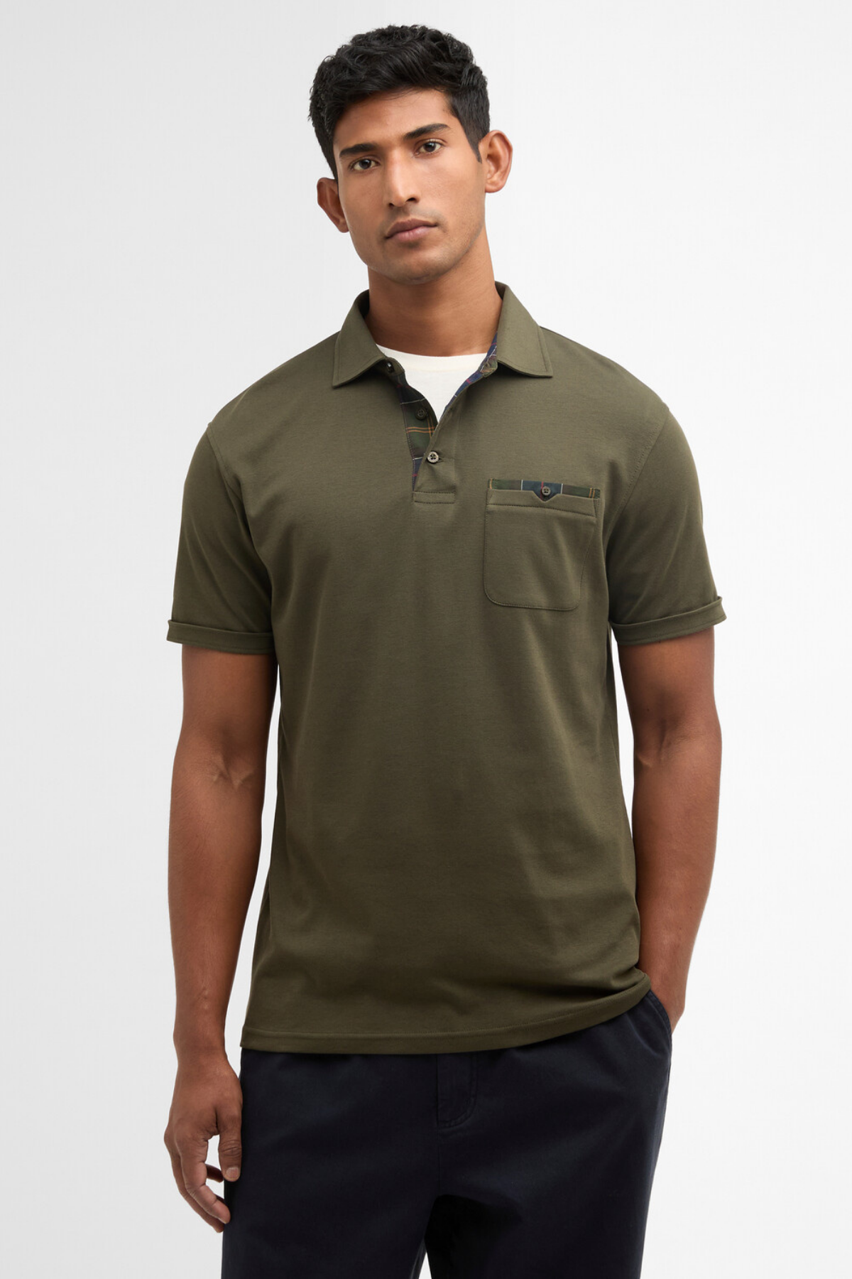 Barbour Premium Corpatch Tailored Polo Yaka OL71 Dark Olive