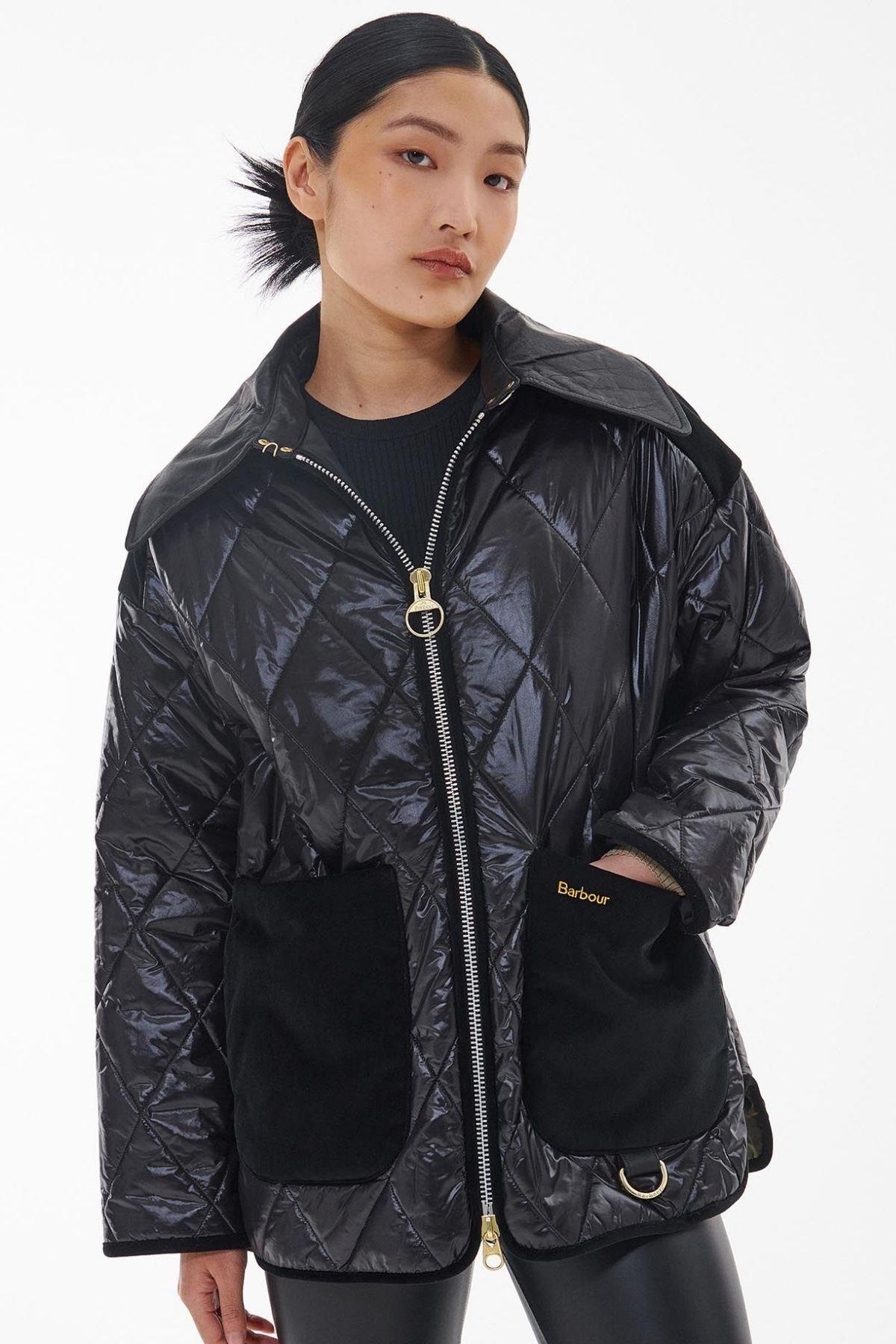 Barbour Premium Woodhall Kapitone Ceket BK11 Black/Classic