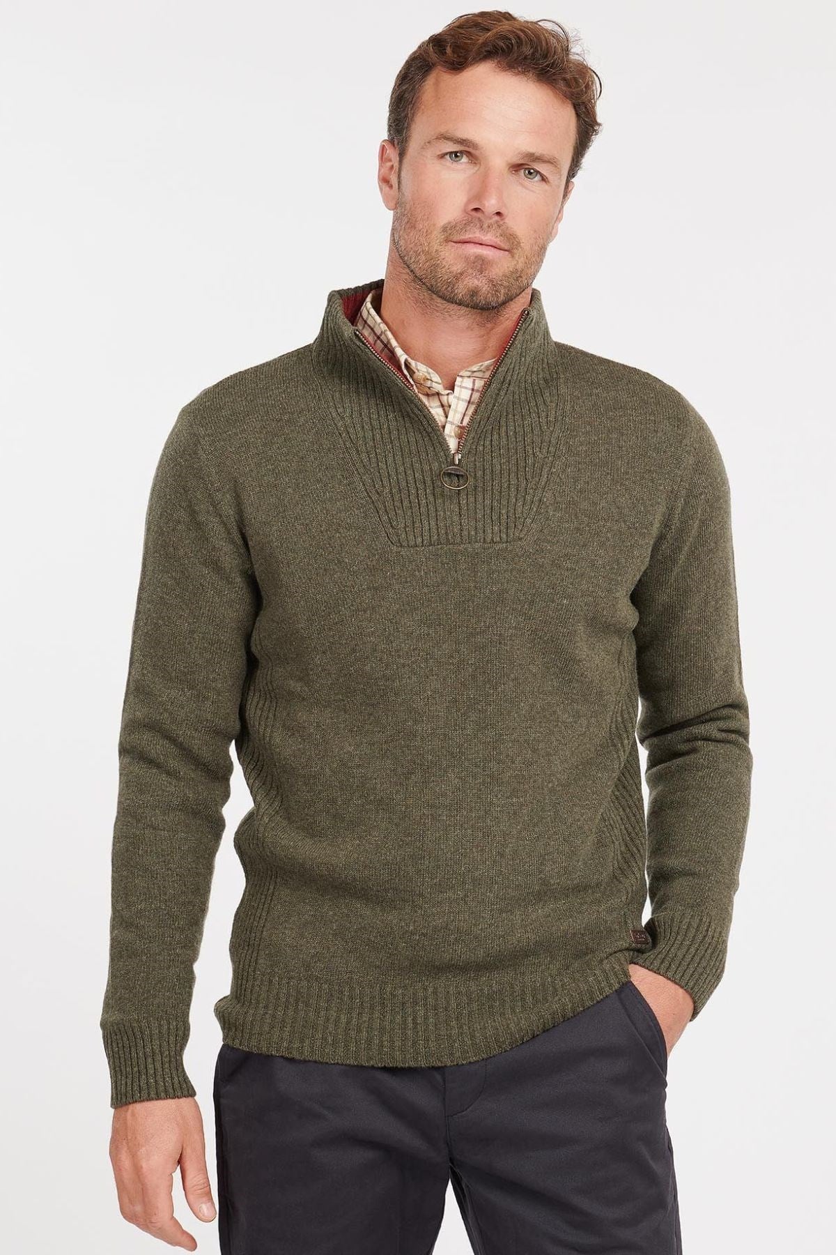 Barbour Pullover Nelson Yarım Fermuar Kazak GY73 Seal