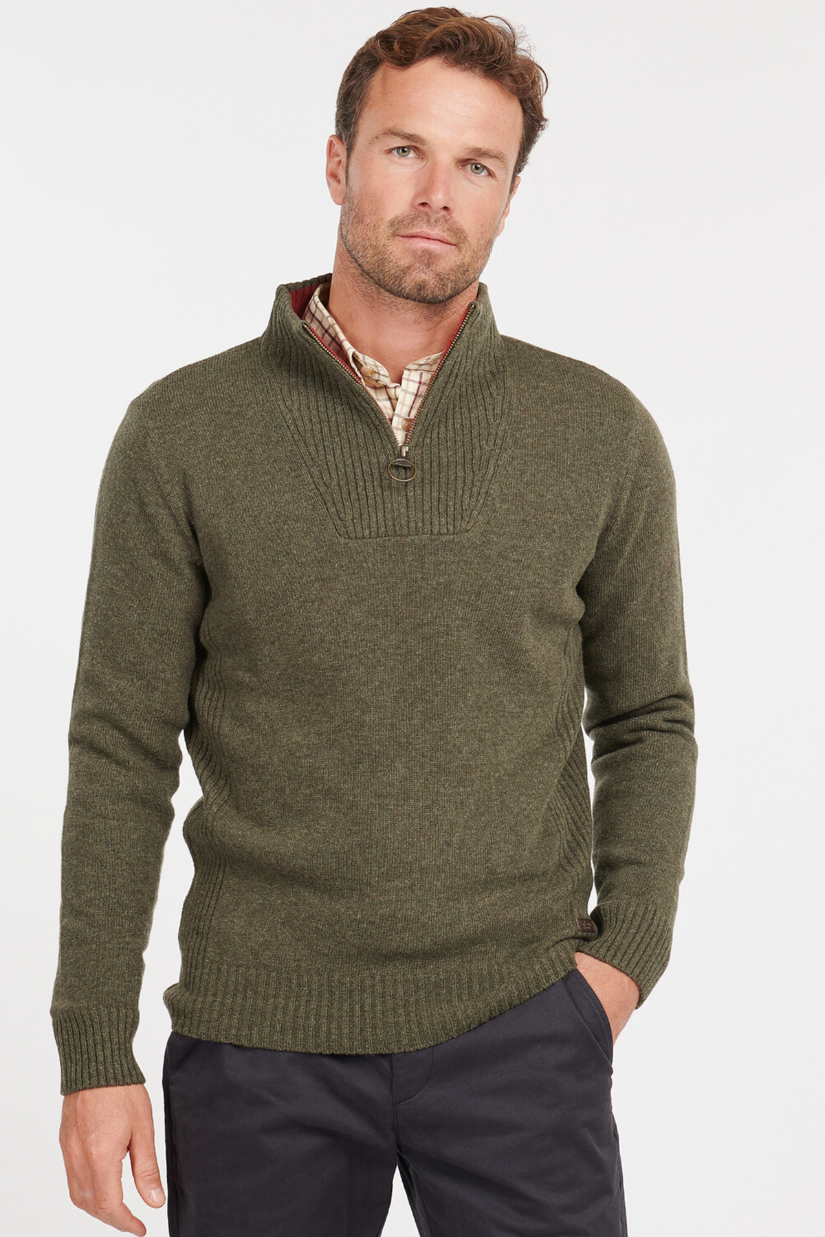 Barbour Pullover Nelson Yarım Fermuar Kazak GN73 Seaweed