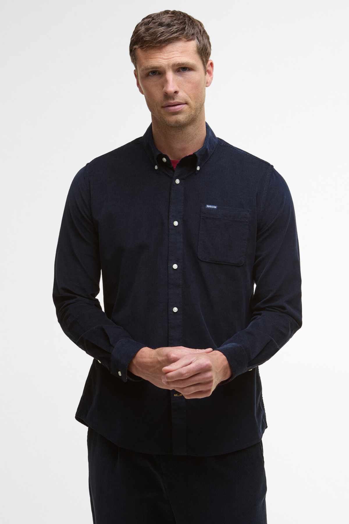 Barbour Ramsey Tailored Cord Gömlek MI32 Navy/Red