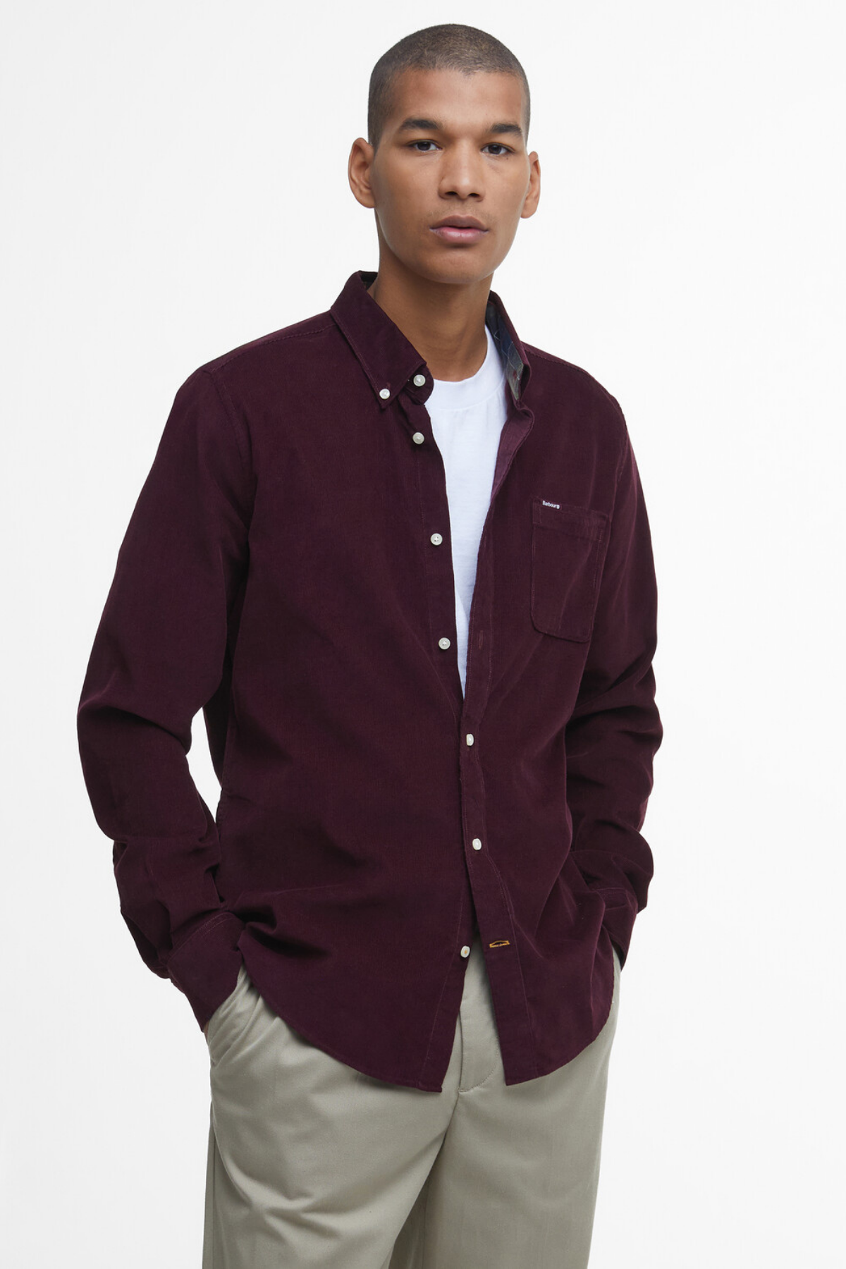 Barbour Ramsey Tailored Cord Gömlek RE89 Winter Red