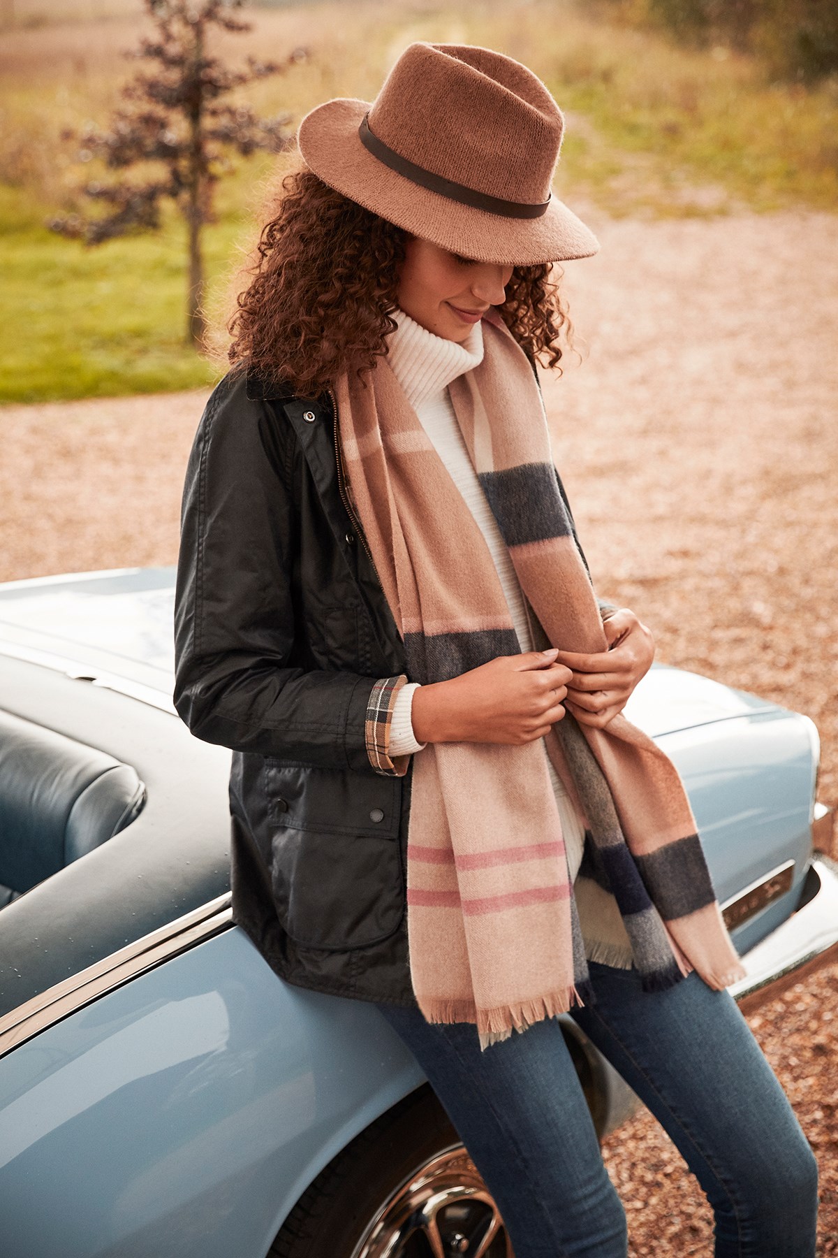 Barbour Rosefield Tartan Şal Pink/Hessian