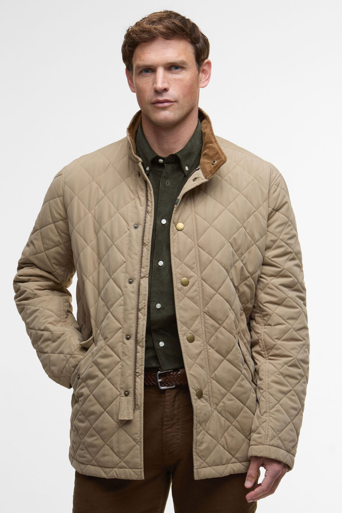 Barbour Shoveler Kapitone Ceket BE31 Military Brown
