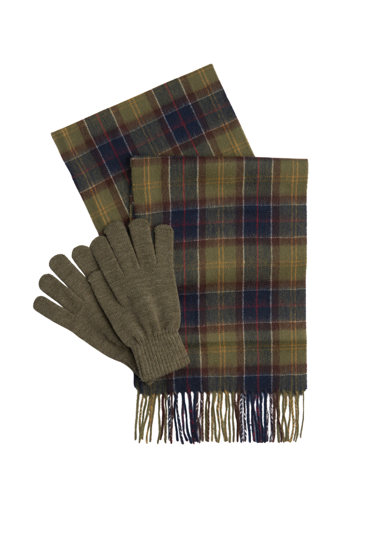 Barbour Tartan Atkı ve Eldiven Hediye Seti TN11 Classic-Olive