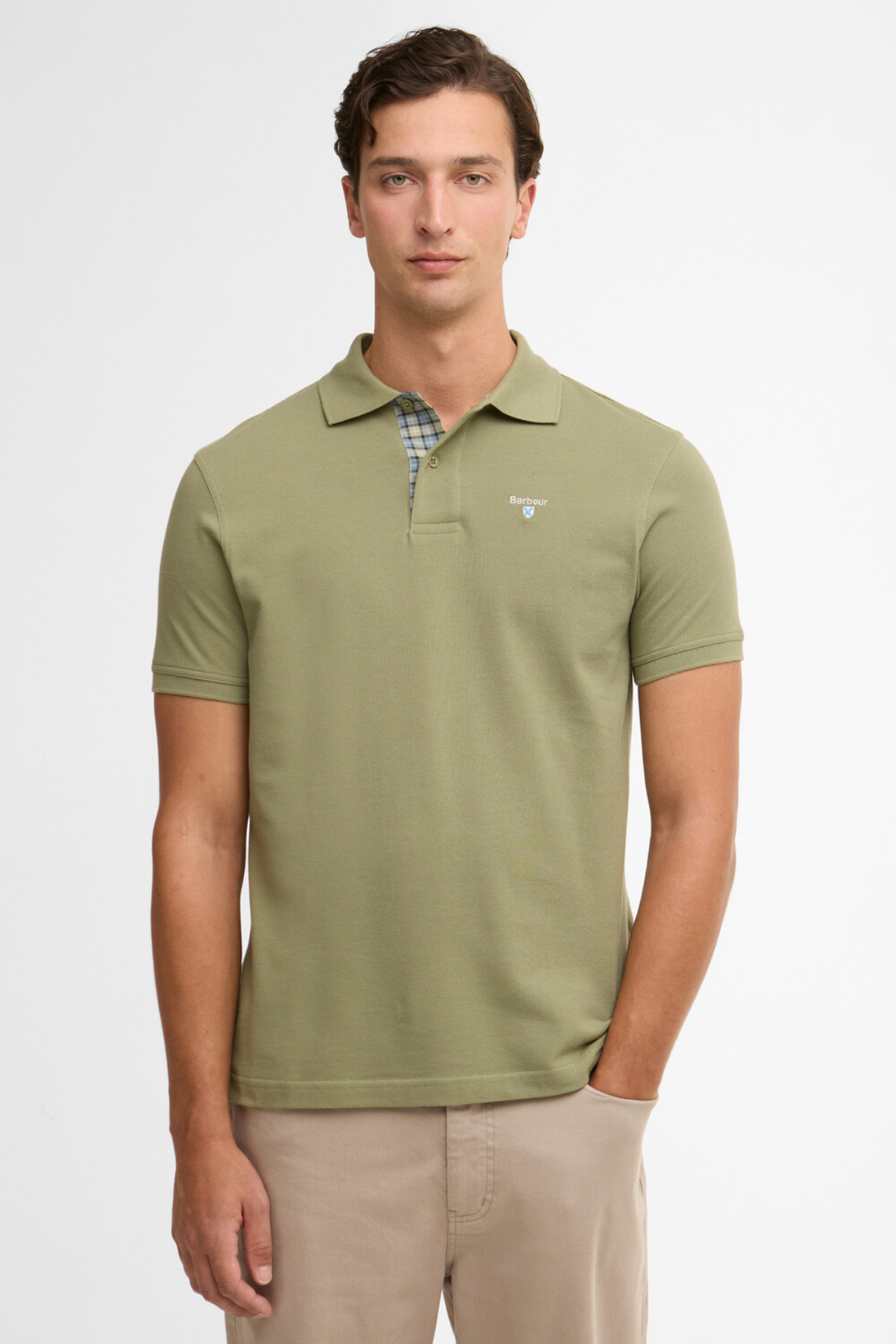Barbour Tartan Pique Polo Yaka GN64 Laurel Green