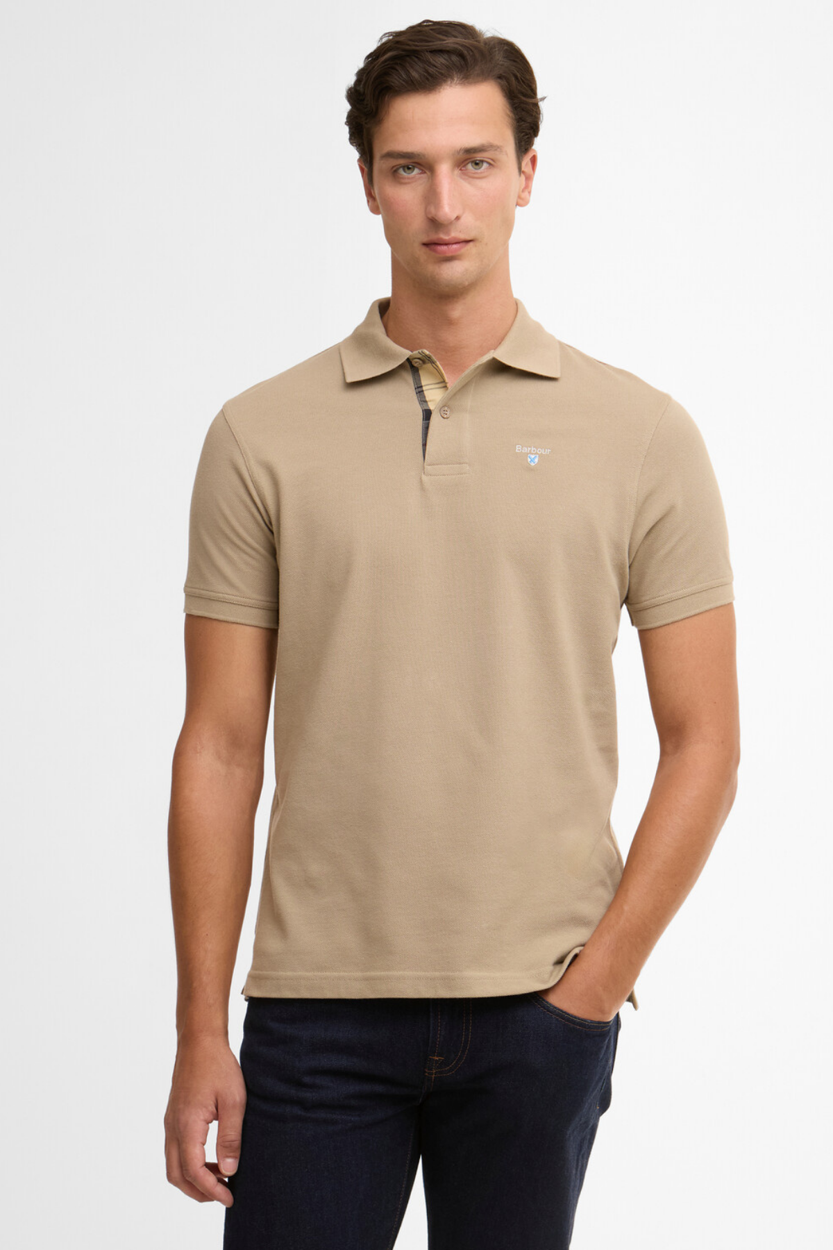 Barbour Tartan Pique Polo Yaka ST39 Washed Stone/Dress