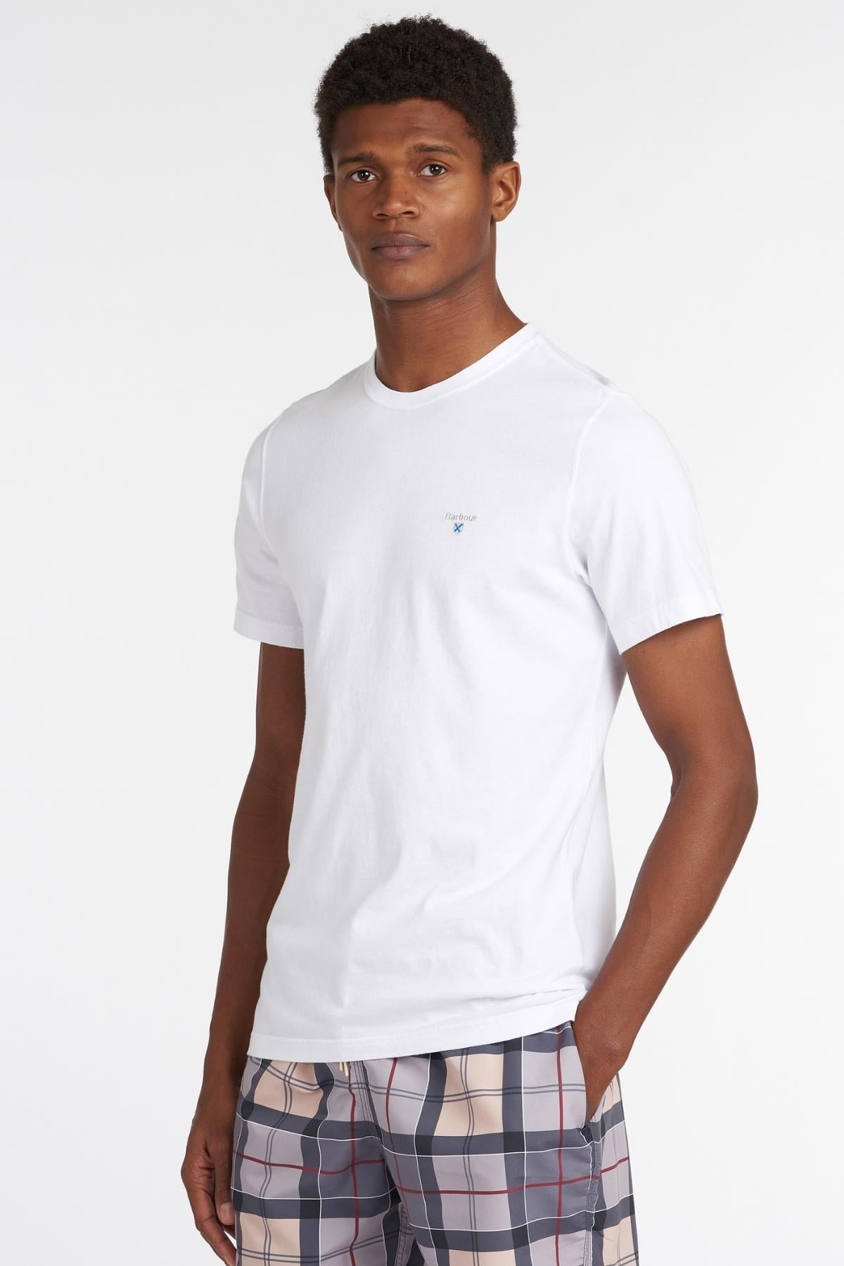 Barbour Tartan Sports T-Shirt WH11 White