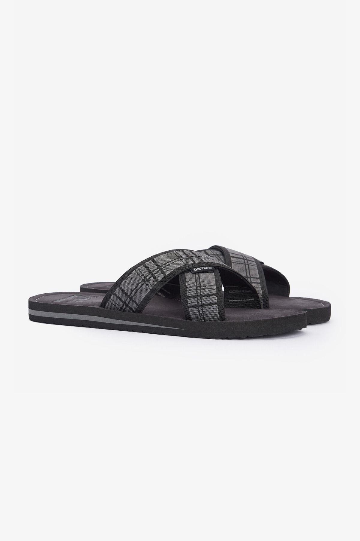 Barbour Tartan Toeman Plaj Terliği TN18 Black Tartan
