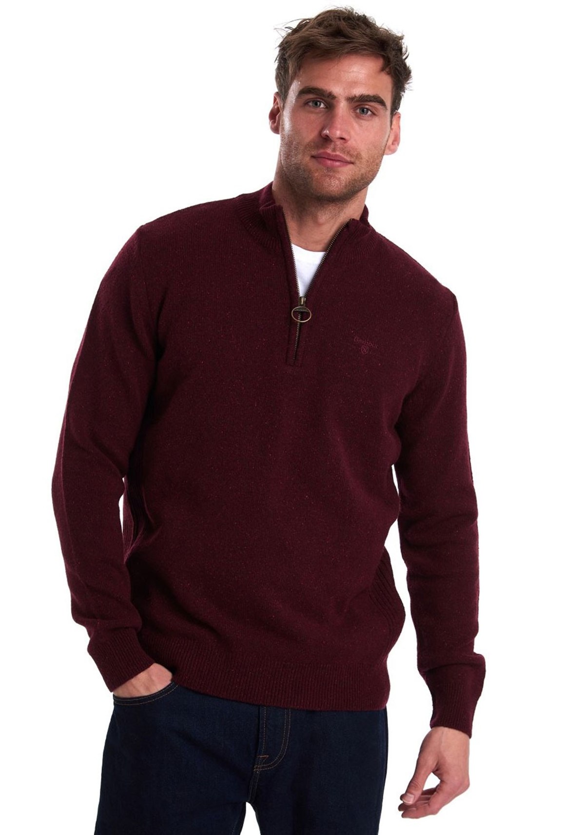 Barbour Tisbury Half Zip Kazak RE53 Ruby