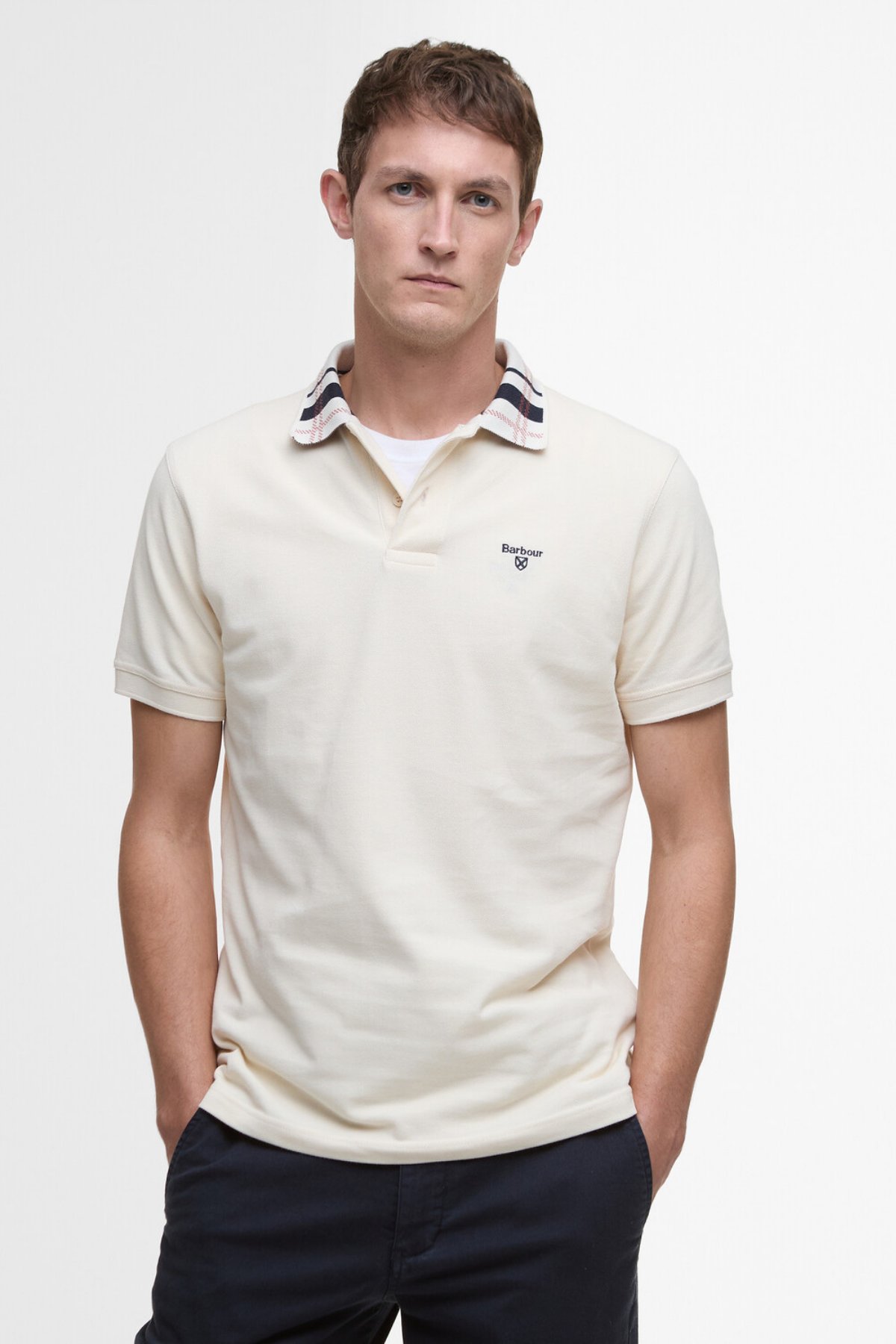 Barbour Trematon Tailored Fit Polo Yaka WH52 Antique White