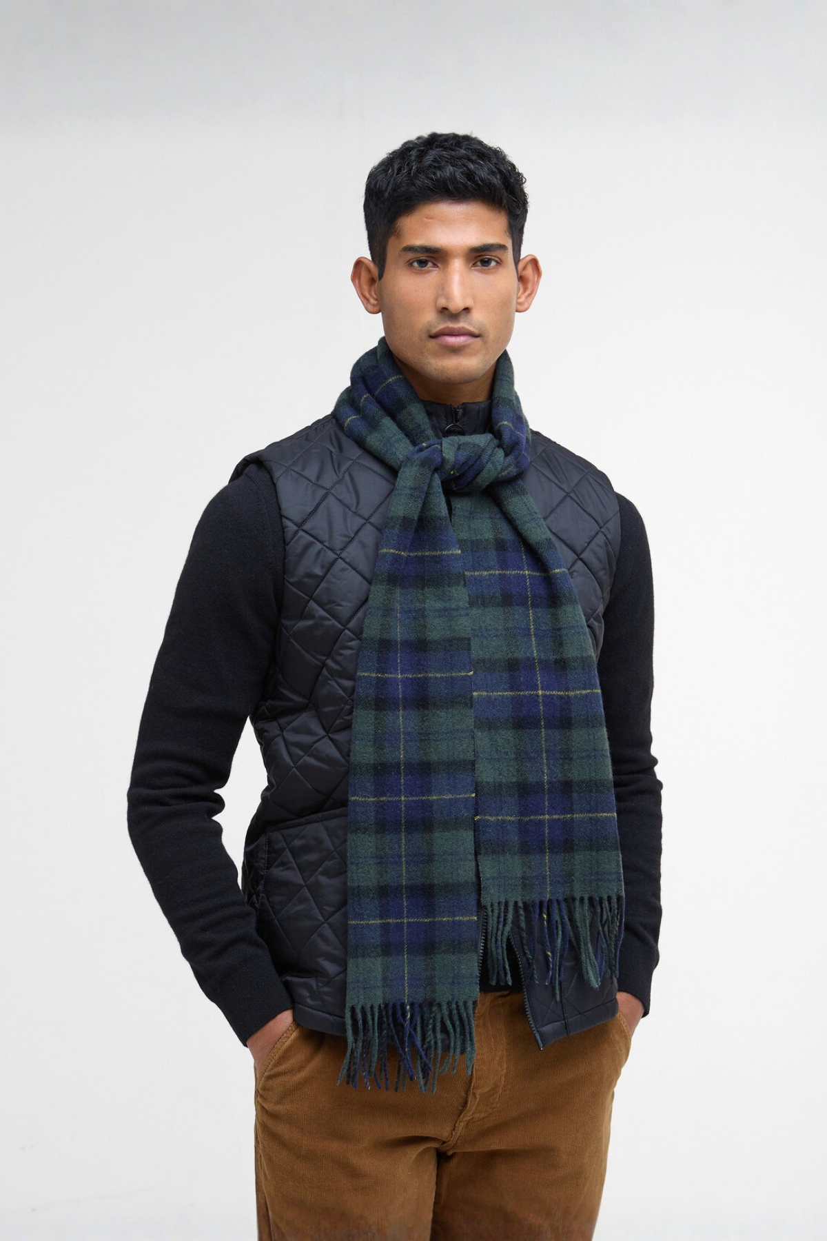Barbour Unisex Tartan Yün Atkı (%100 Lambswool) TN28 Olive Night