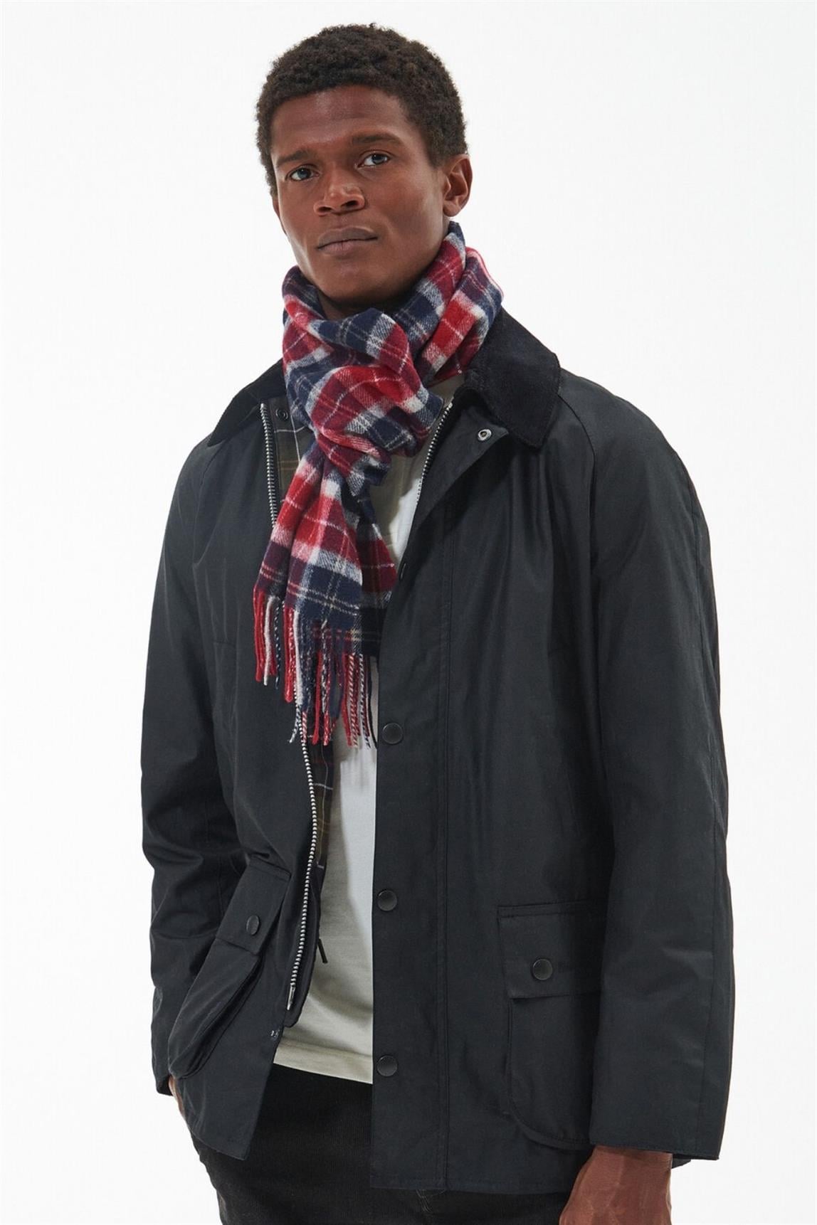 Barbour Unisex Tartan Yün Atkı (%100 Lambswool) RE75 Cranberry Tartan