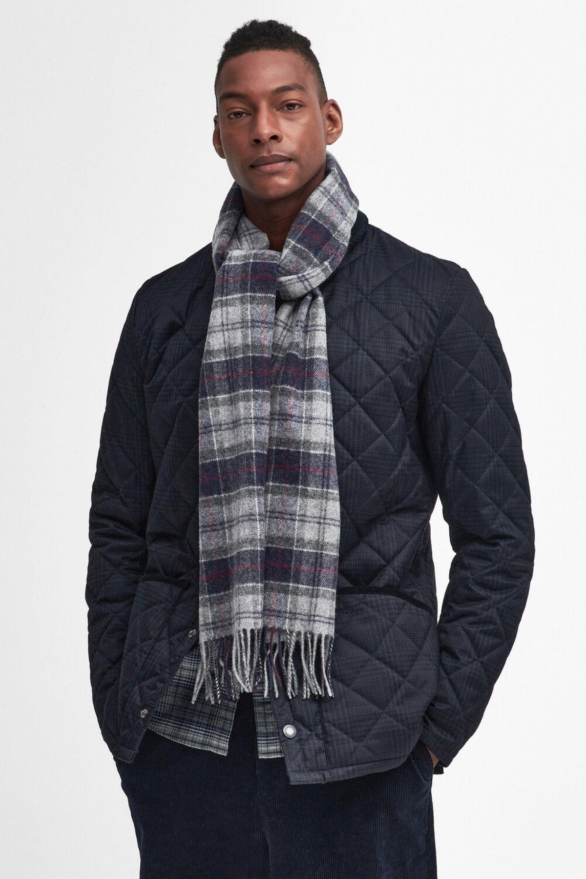 Barbour Unisex Tartan Yün Atkı (%100 Lambswool) TN27 Blue Granite
