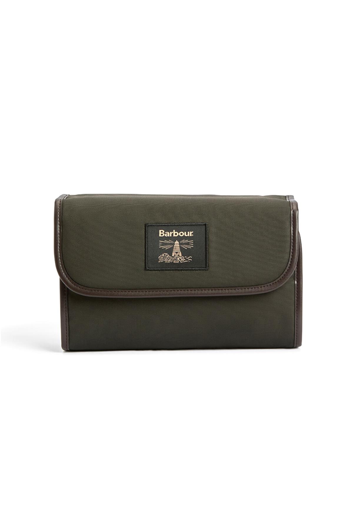 Barbour Wax Hanging Washbag Organizer OL51 Olive