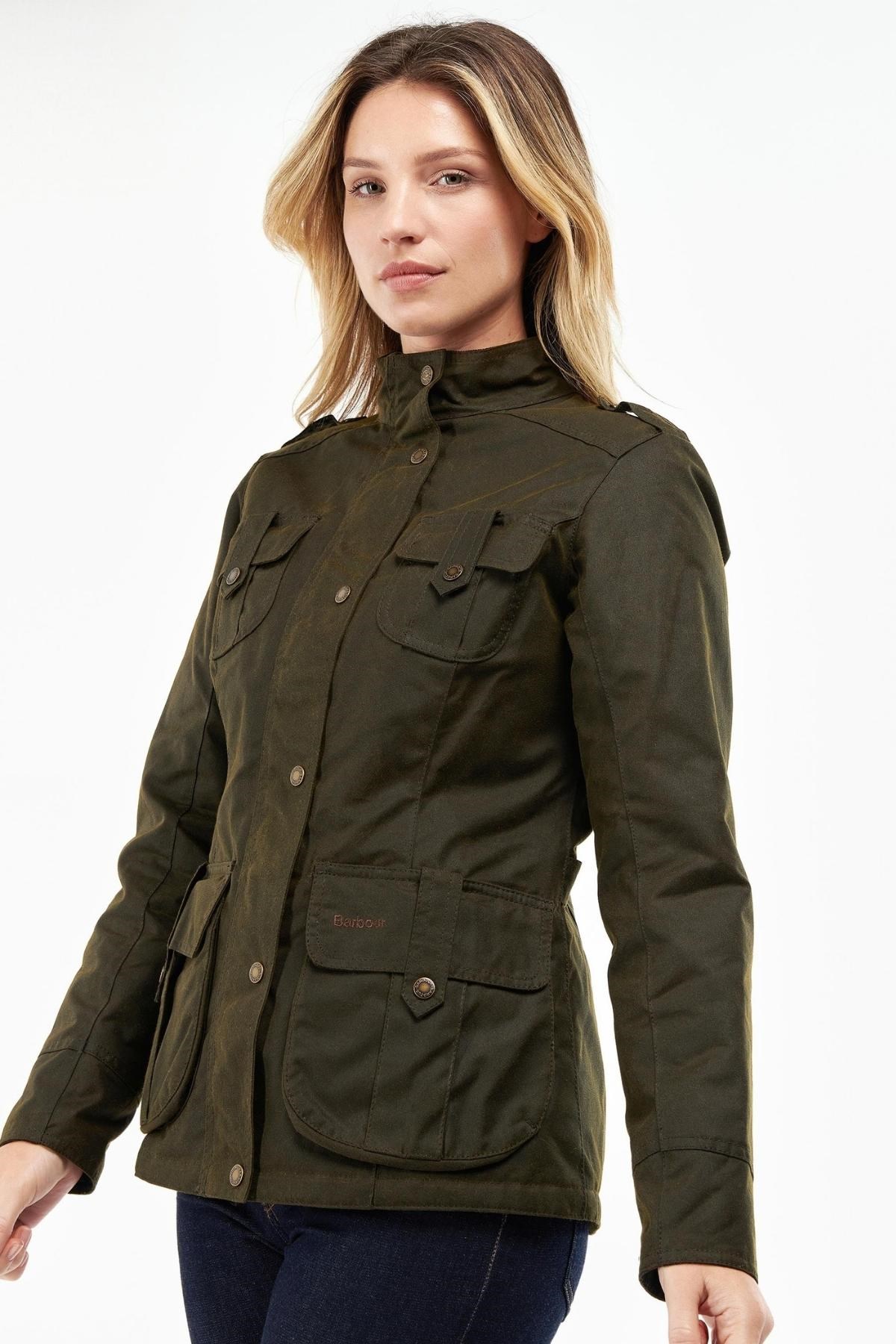 Barbour Winter Defence Kadın Yağlı Ceket OL51 Archive Olive/Classic