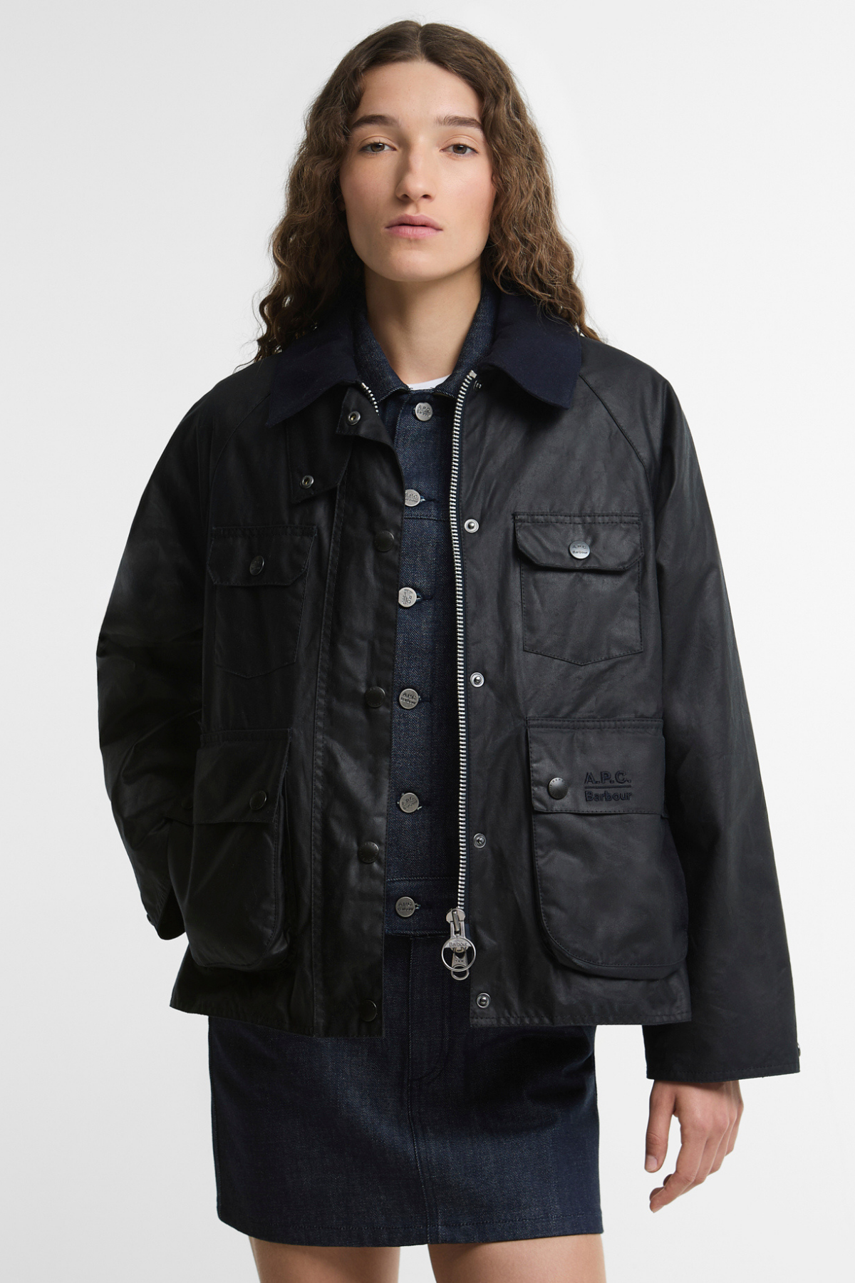 Barbour x A.P.C. Spey Yağlı Ceket NY91 Dark Navy