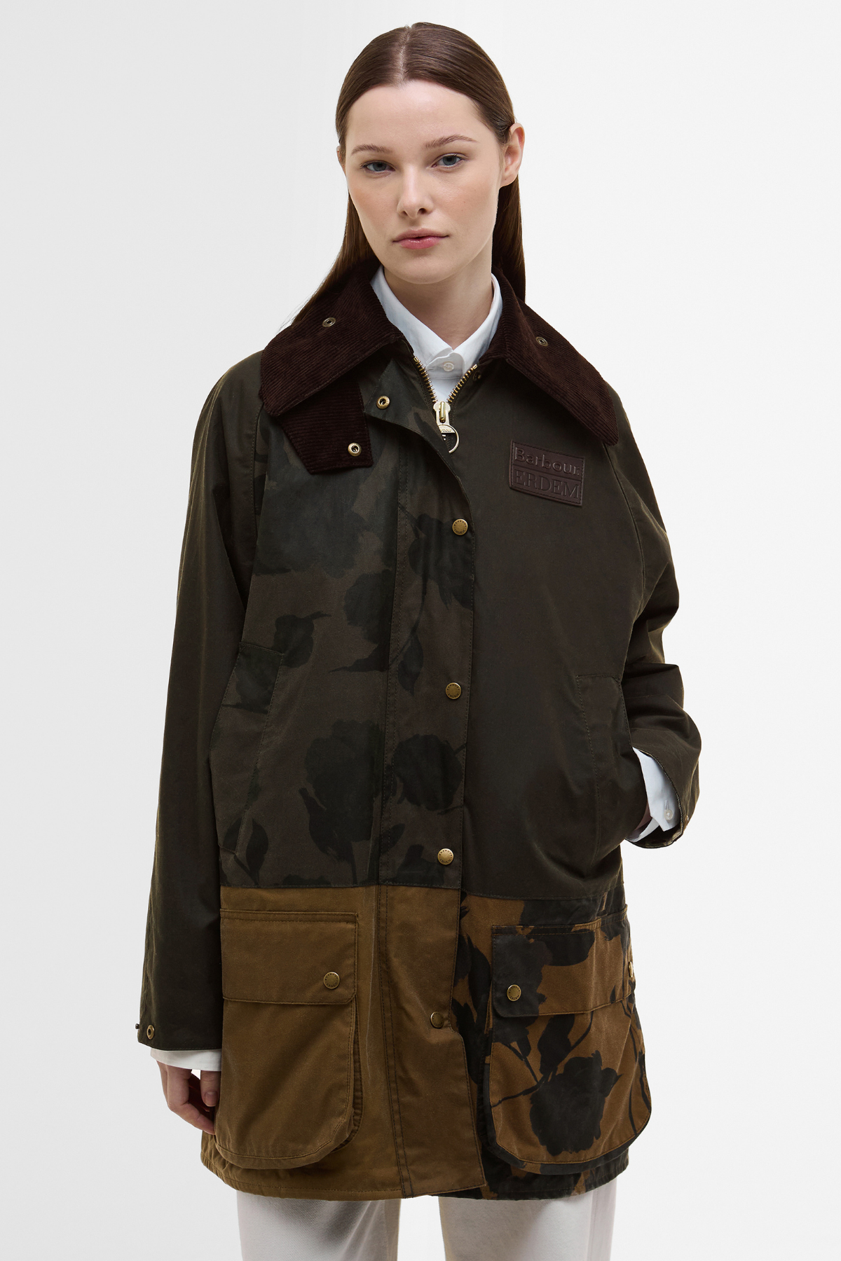 Barbour X Erdem Beauflower Yağlı Ceket OL99 Archive Olive/Ancient Black Floral